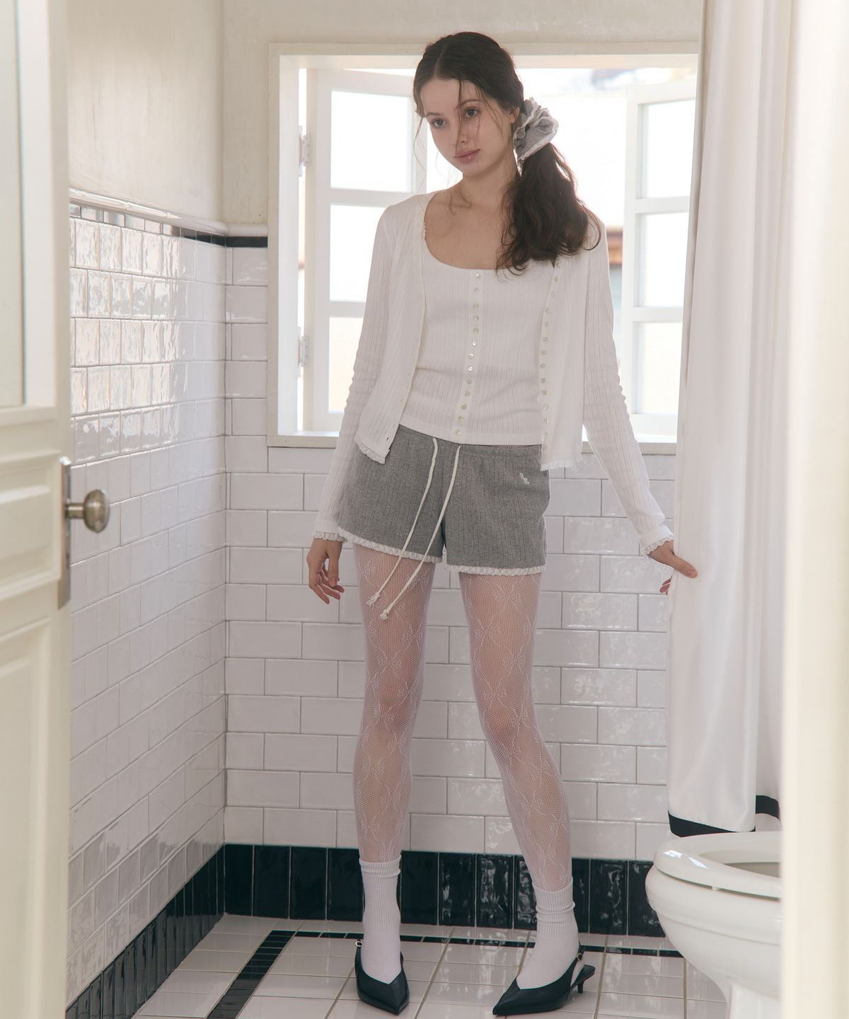 로잔느(ROSEANNE) Sweet Dreams Lace Shorts (Gray)