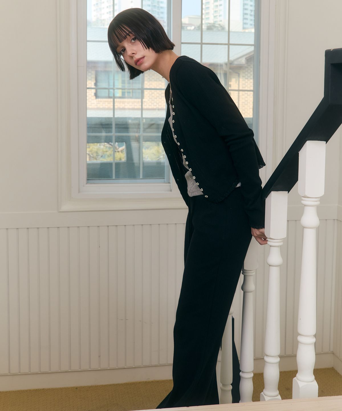 로잔느(ROSEANNE) Sweet Dreams Lace Flare Pants (Black)