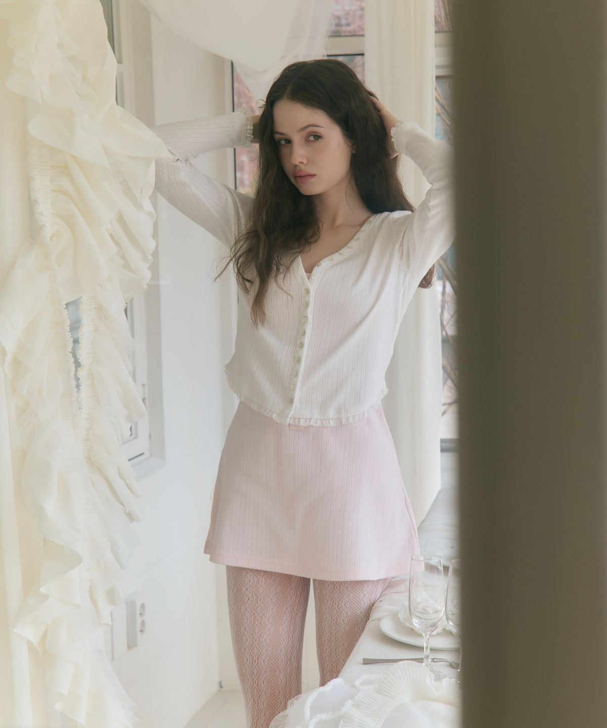 로잔느(ROSEANNE) Sweet Dreams Button Mini Dress (Pink)