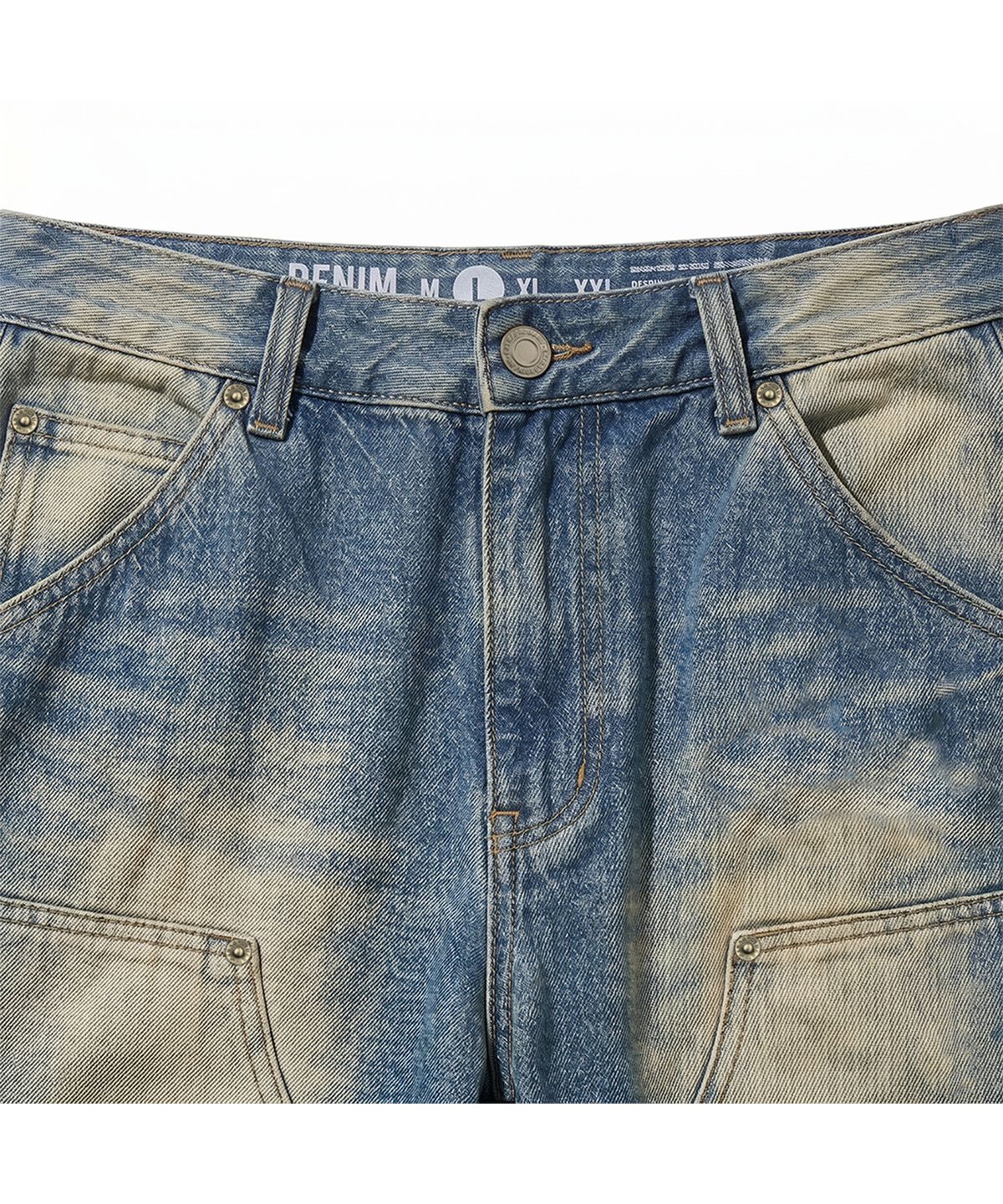 엑스트라오디너리(EXTRAORDINARY) VINTAGE WASHED DOUBLE KNEE DENIM BLUE