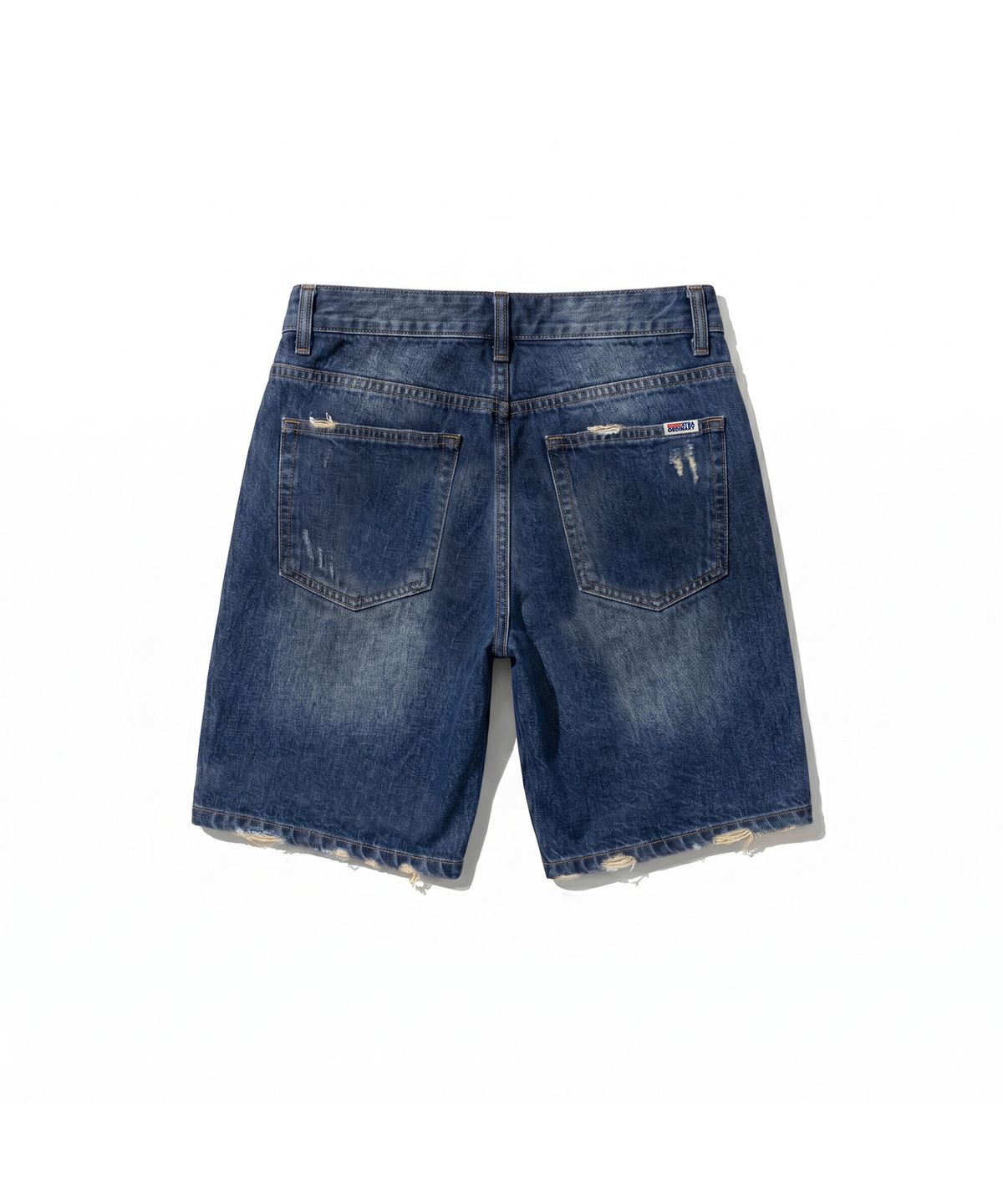 엑스트라오디너리(EXTRAORDINARY) DAMAGE DENIM SHORT DEEP BLUE