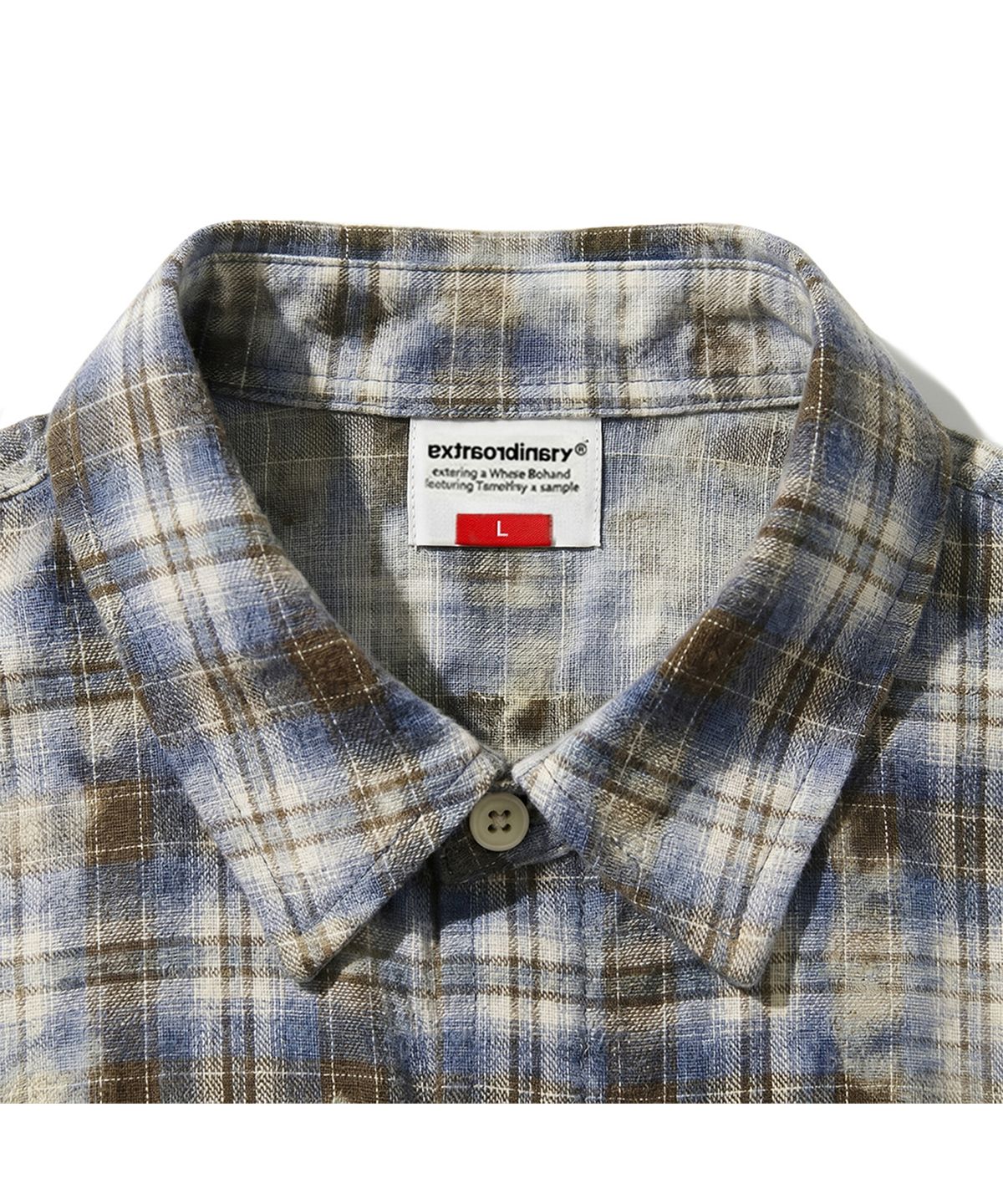 엑스트라오디너리(EXTRAORDINARY) BLEACH WASHED PLAID SHIRT BROWN