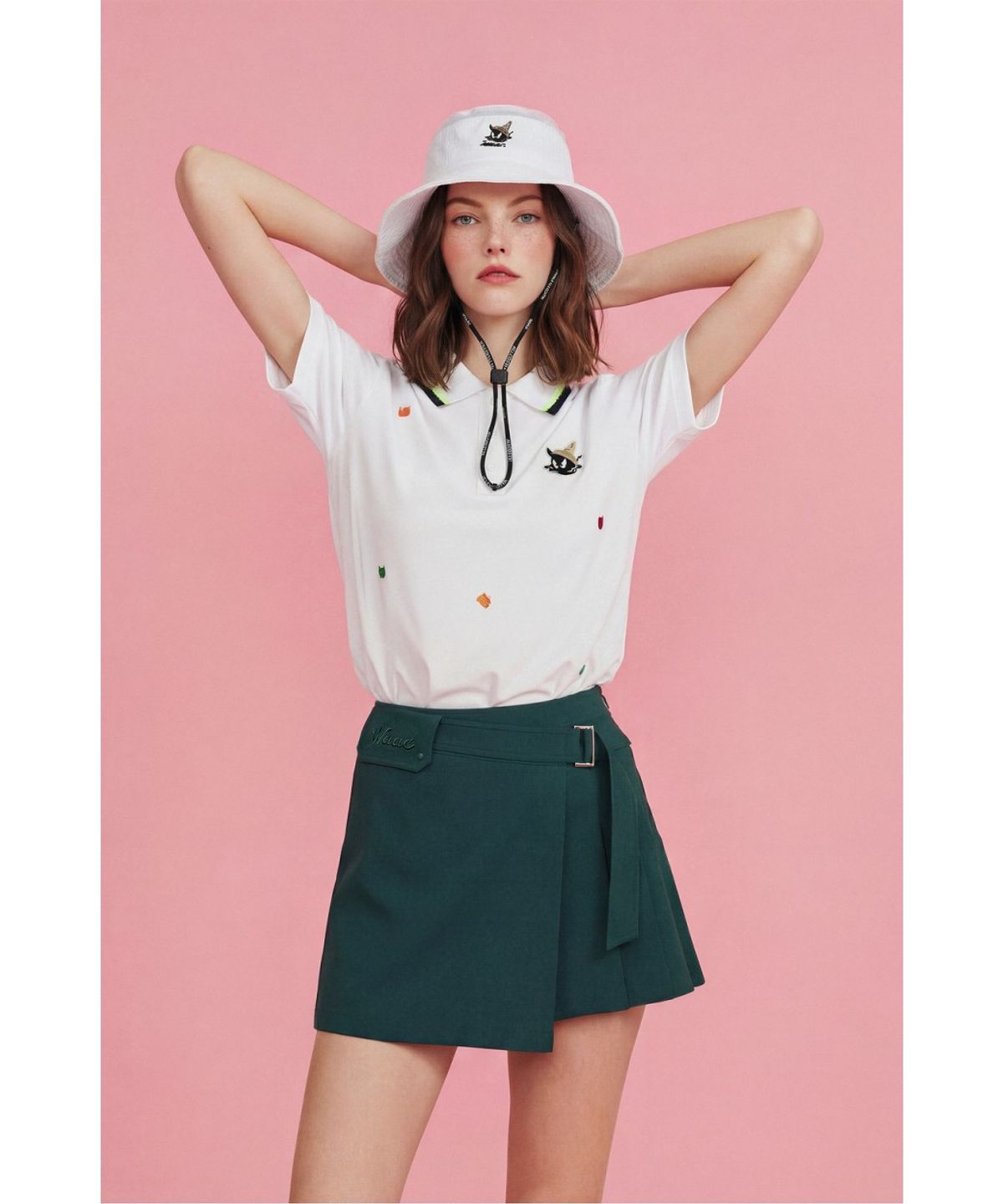 왁(WAAC) Women Knit Collar Loose-Fit Polo WWTCM26500WHX