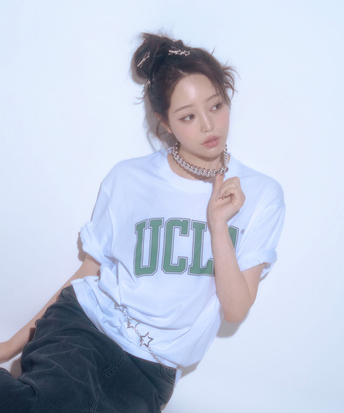 유씨엘에이(UCLA) 남녀공용 UCLA 더블 라인 아치 로고 티셔츠(3COLOR)(UC6STA1)