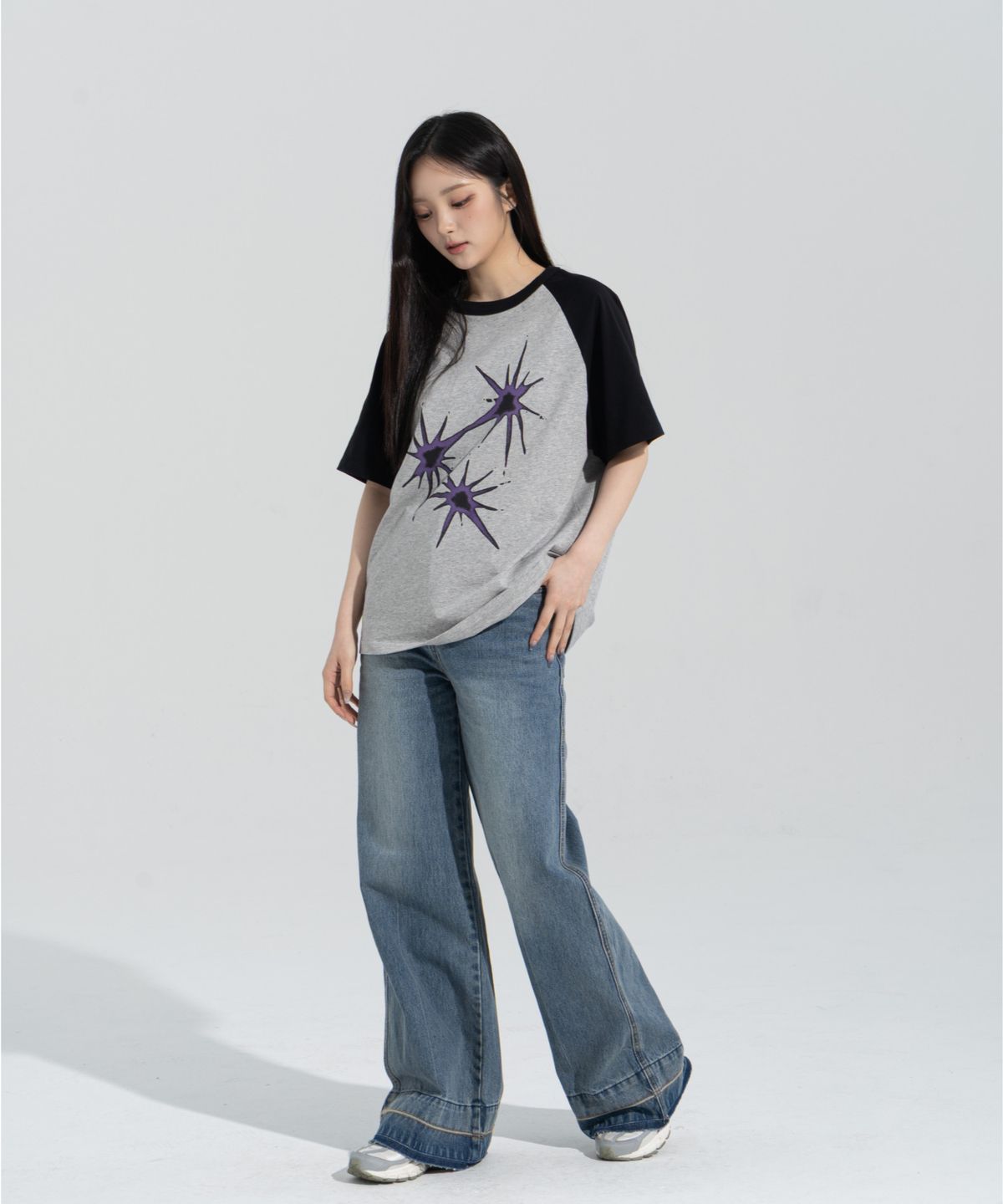 페이즈화이트(PHASEWHITE) [PHASE_5] FLARE RAGLAN SHORTSLEEVES _MELANGE / 8802026-ST20