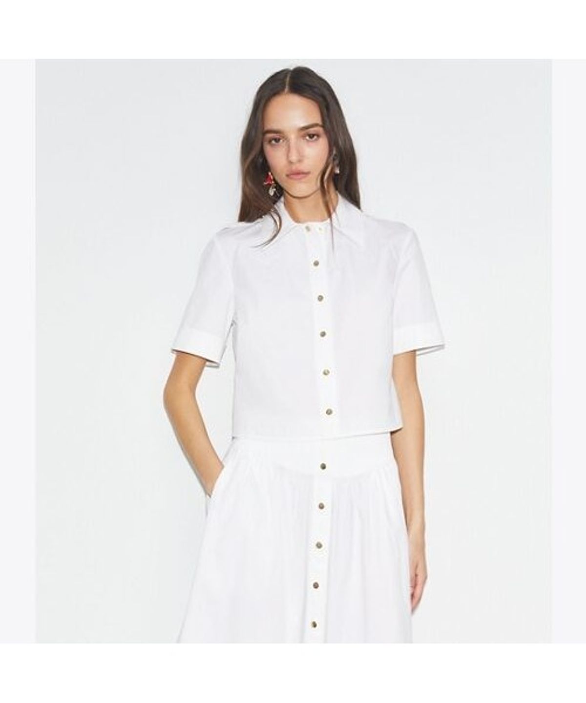 토리버치(TORYBURCH) 포플린 캠프 셔츠 - 화이트
