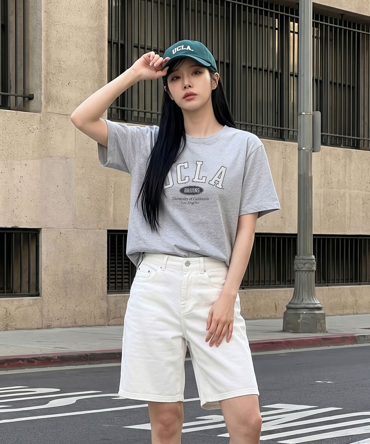 유씨엘에이(UCLA) 남녀공용 UCLA 스트라이프 아치 로고 티셔츠(3COLOR)(UC6STA3)