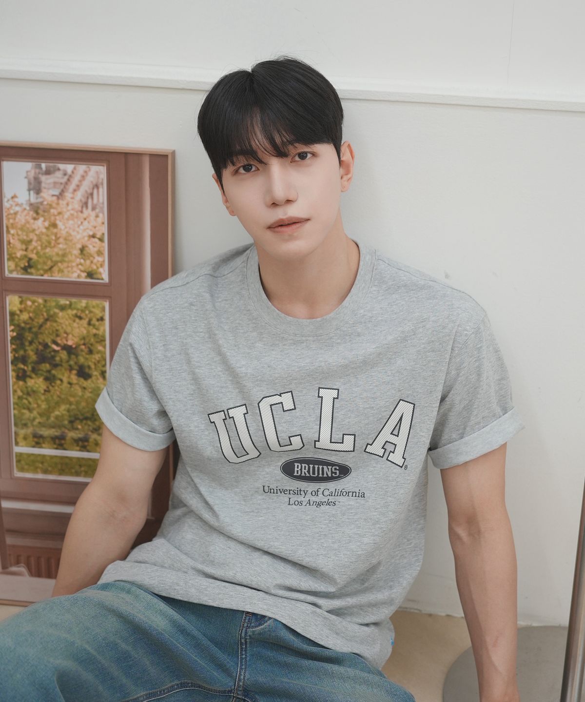 유씨엘에이(UCLA) 남녀공용 UCLA 스트라이프 아치 로고 티셔츠(3COLOR)(UC6STA3)