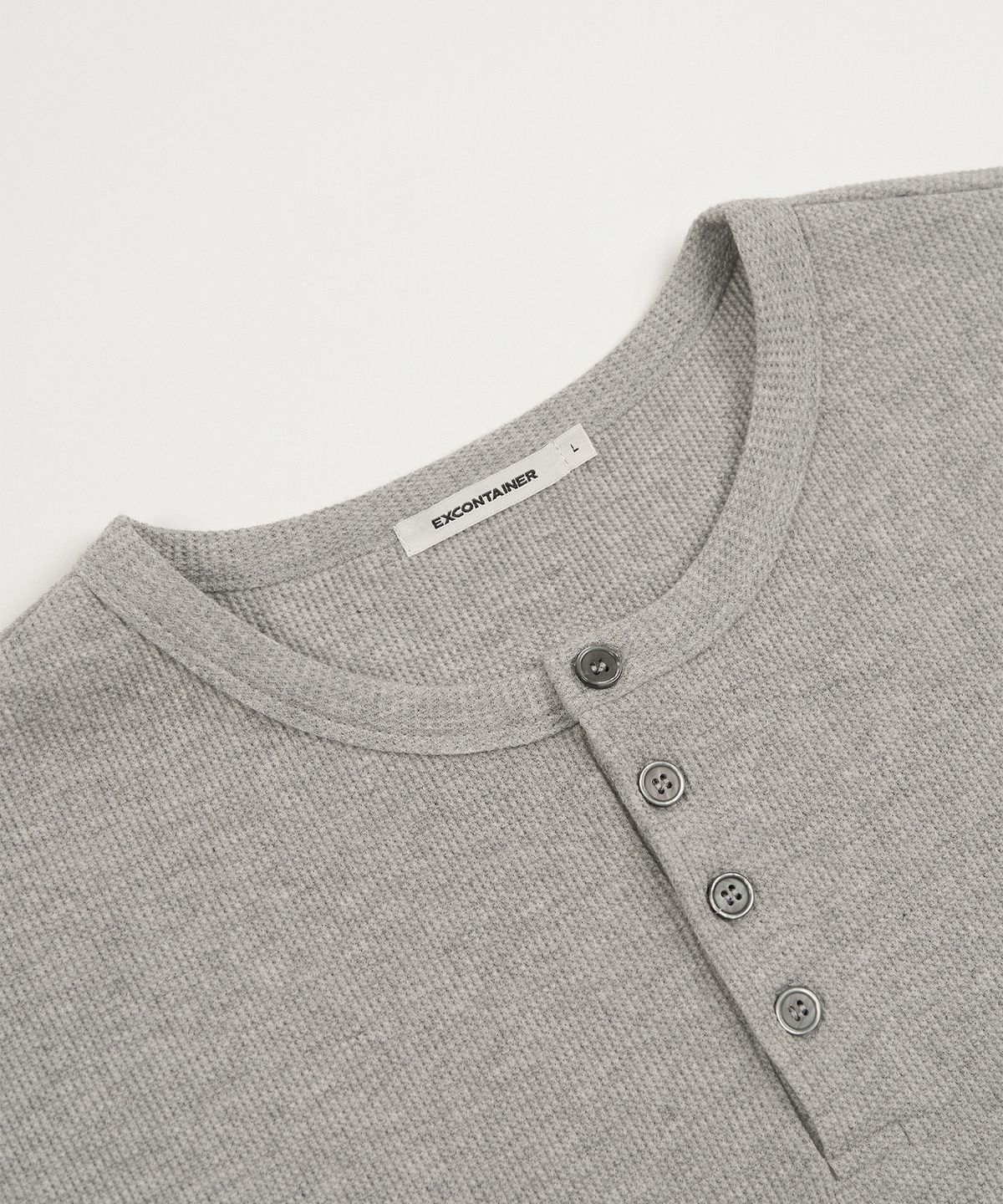 엑스컨테이너(EXCONTAINER) 헨리넥 와플 하프 슬리브 (GREY)
