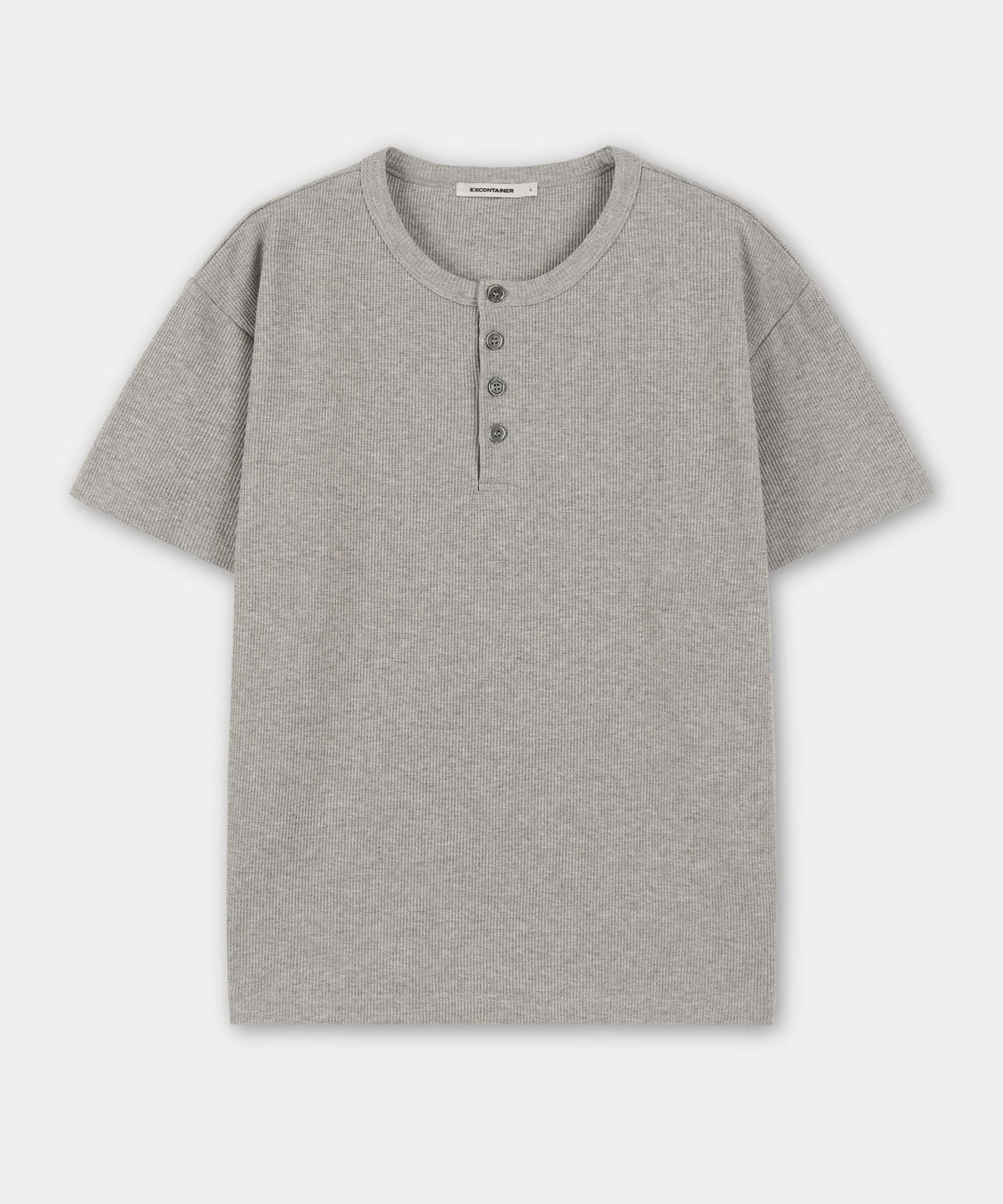 엑스컨테이너(EXCONTAINER) 헨리넥 와플 하프 슬리브 (GREY)