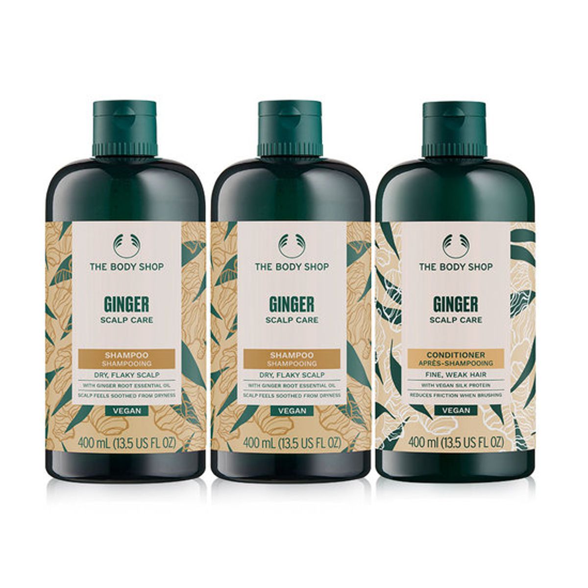 더바디샵(THE BODY SHOP) 진저 스캘프 케어 샴푸&컨디셔너 400ML 세트 (샴푸 2개+컨디셔너1개) (888161)