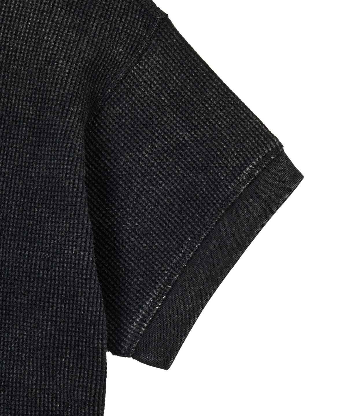 미학(MIHAK) [무지Ver.] 워시드 와플 헨리넥 티셔츠 (BLACK)