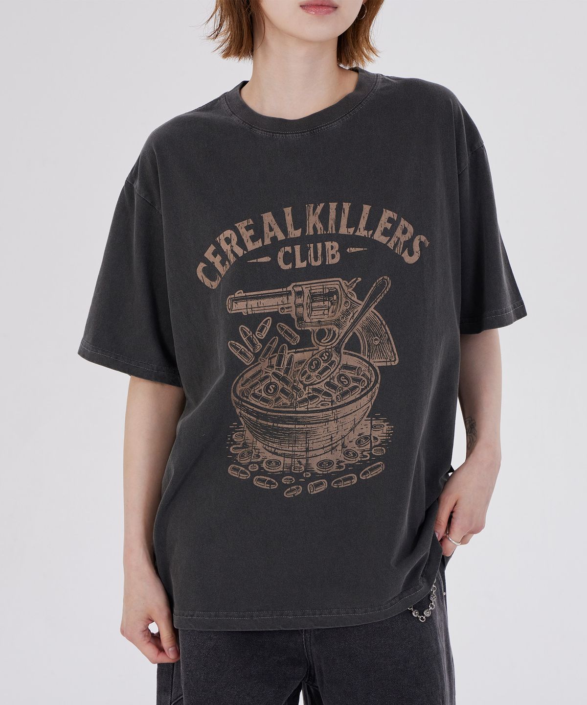 디스펑트(DYSFUNCT) CEREAL KILLERS PIGMENT T-SHIRT(CHARCOAL)