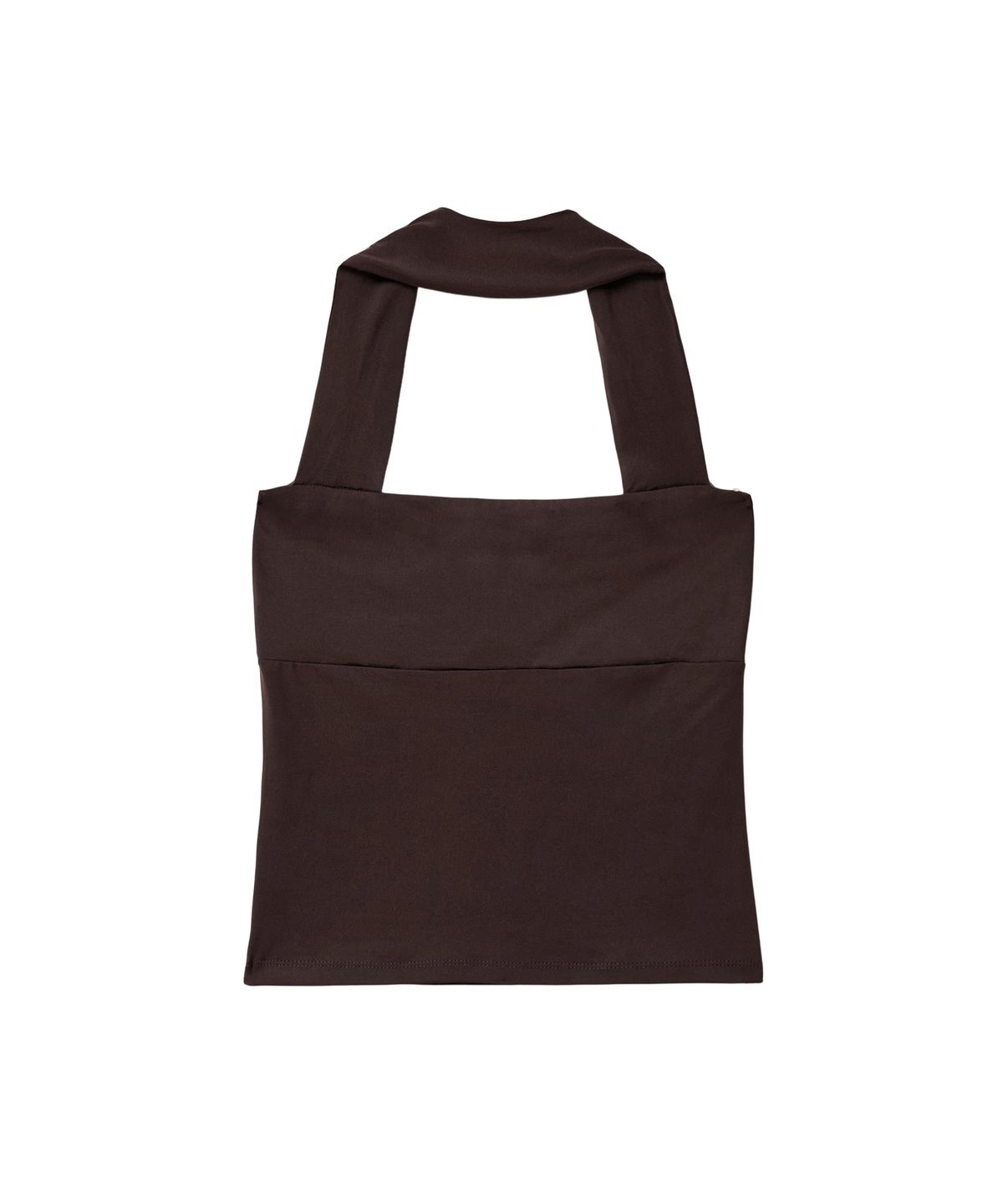 우알롱(WOOALONG) Active shirring halter neck sleeveless -BROWN