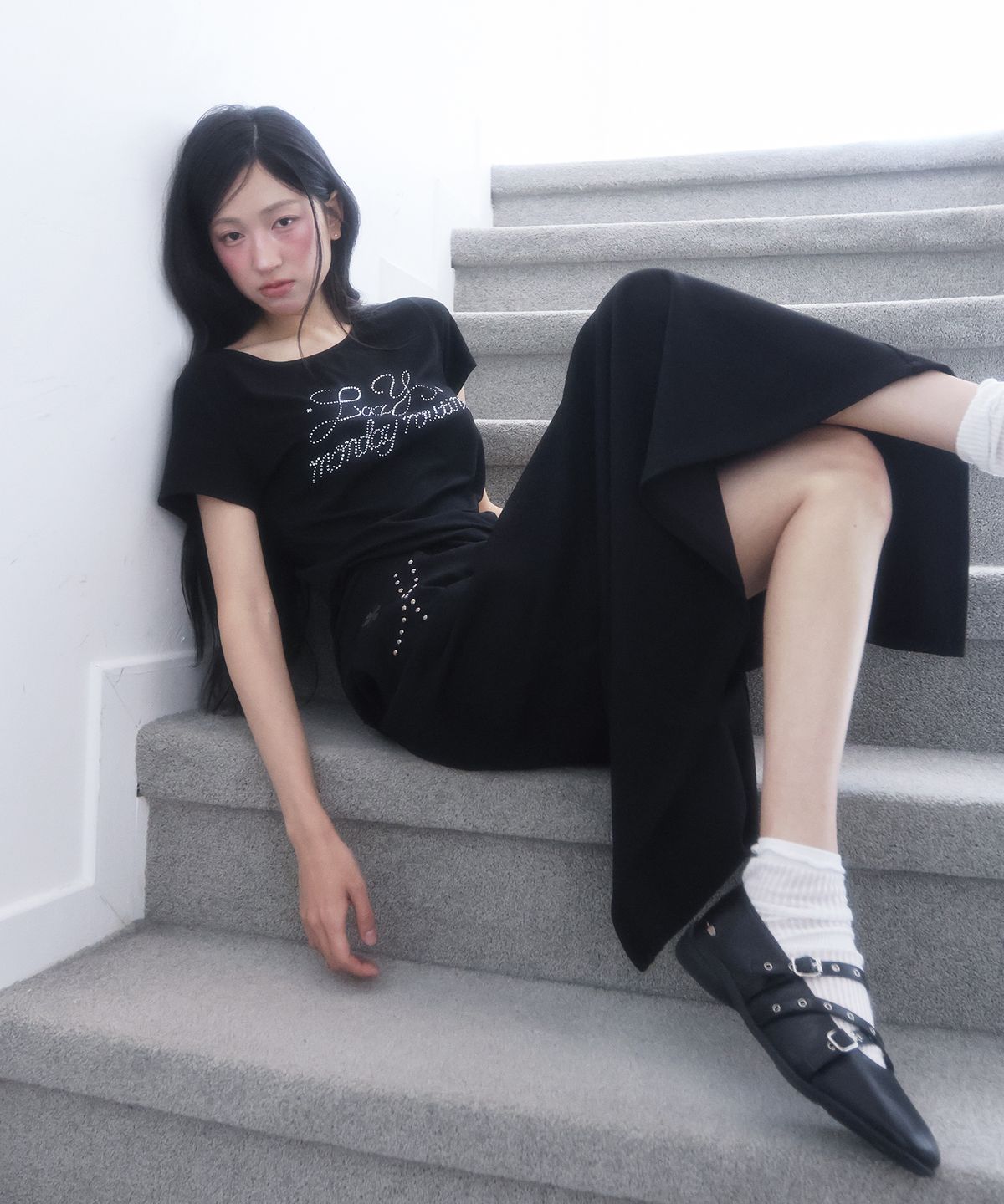 엘엠알(LMR) 핫 픽스 맥시 스커트 BLACK