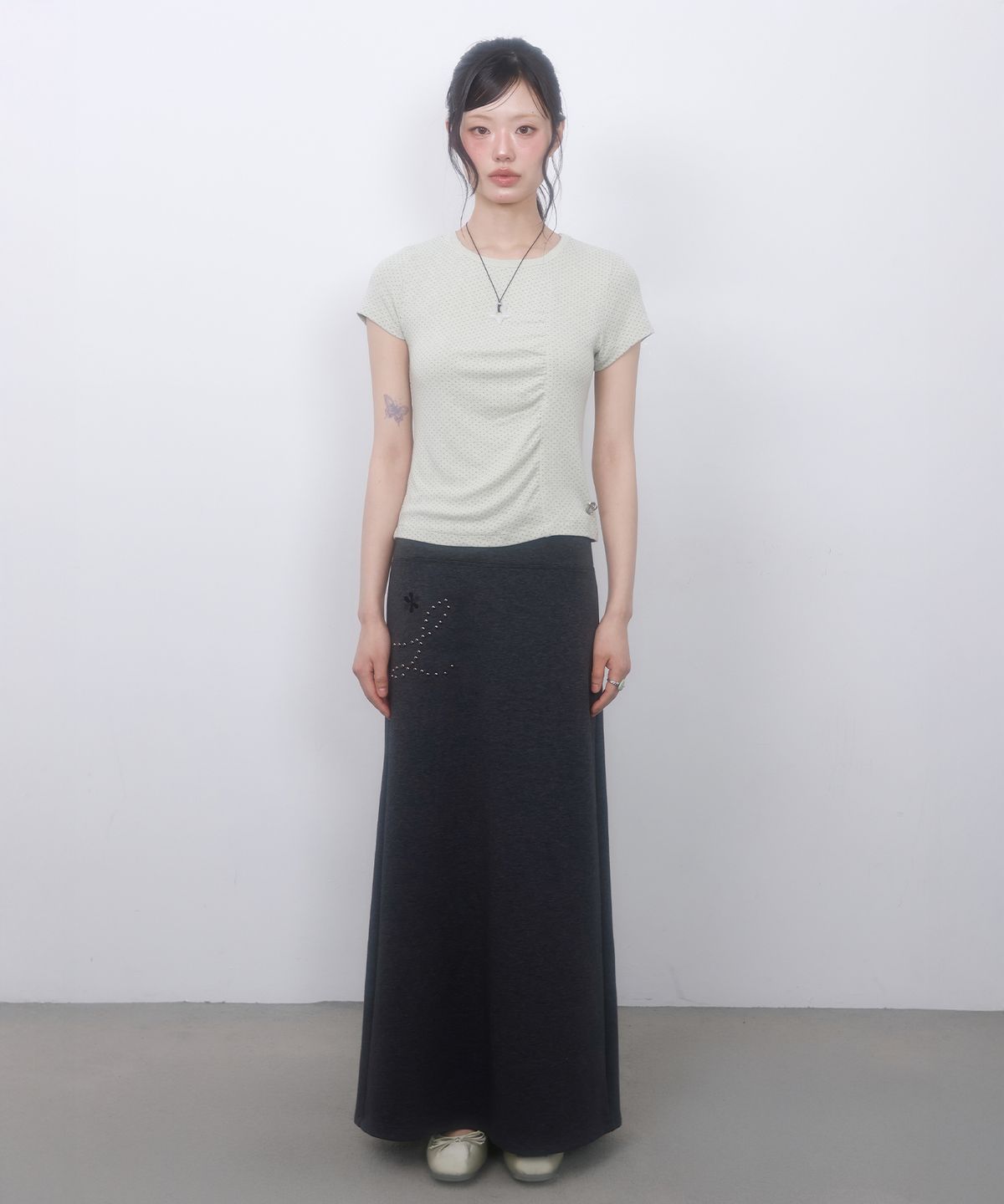 엘엠알(LMR) 핫 픽스 맥시 스커트 DARK GREY