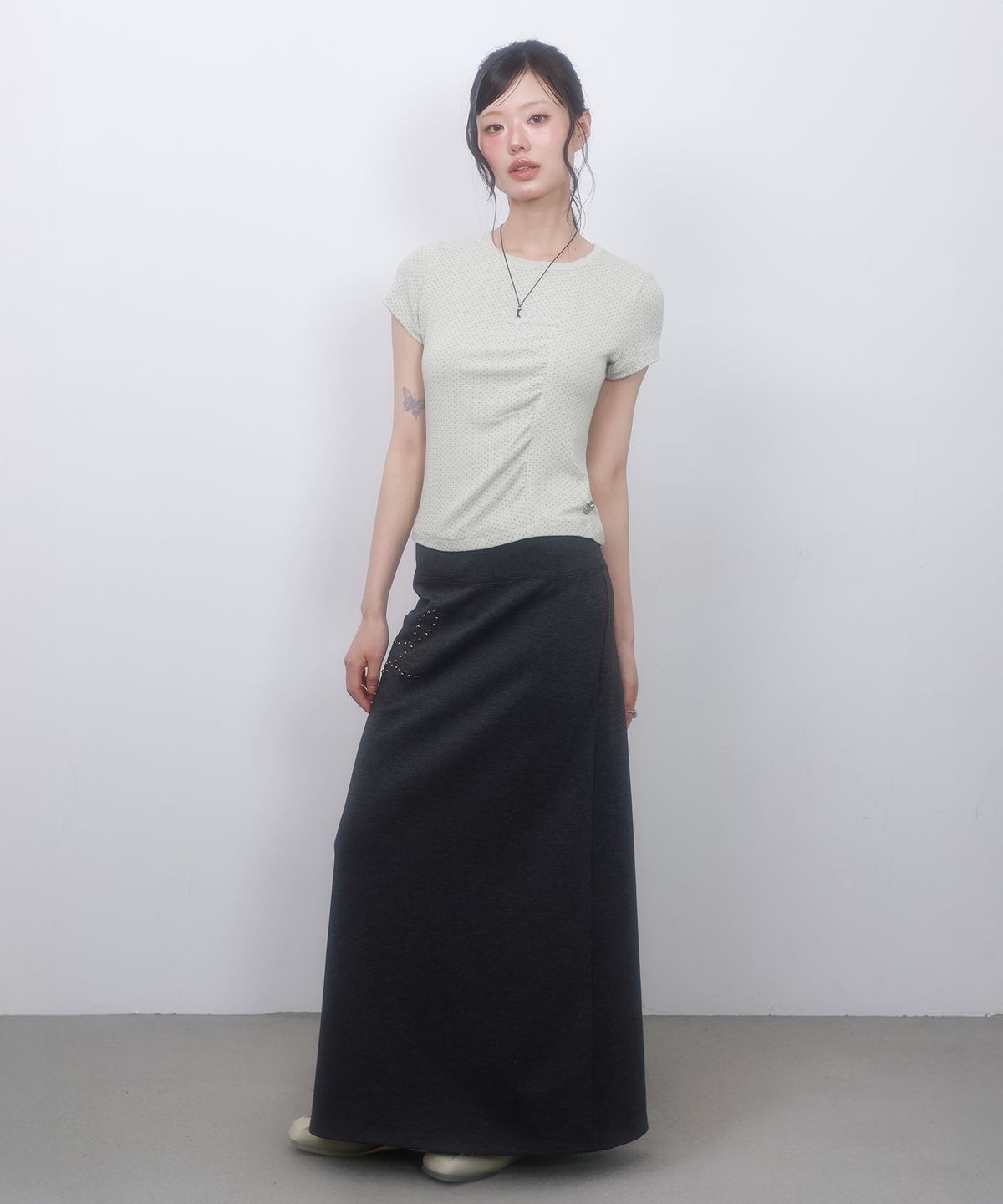엘엠알(LMR) 핫 픽스 맥시 스커트 DARK GREY