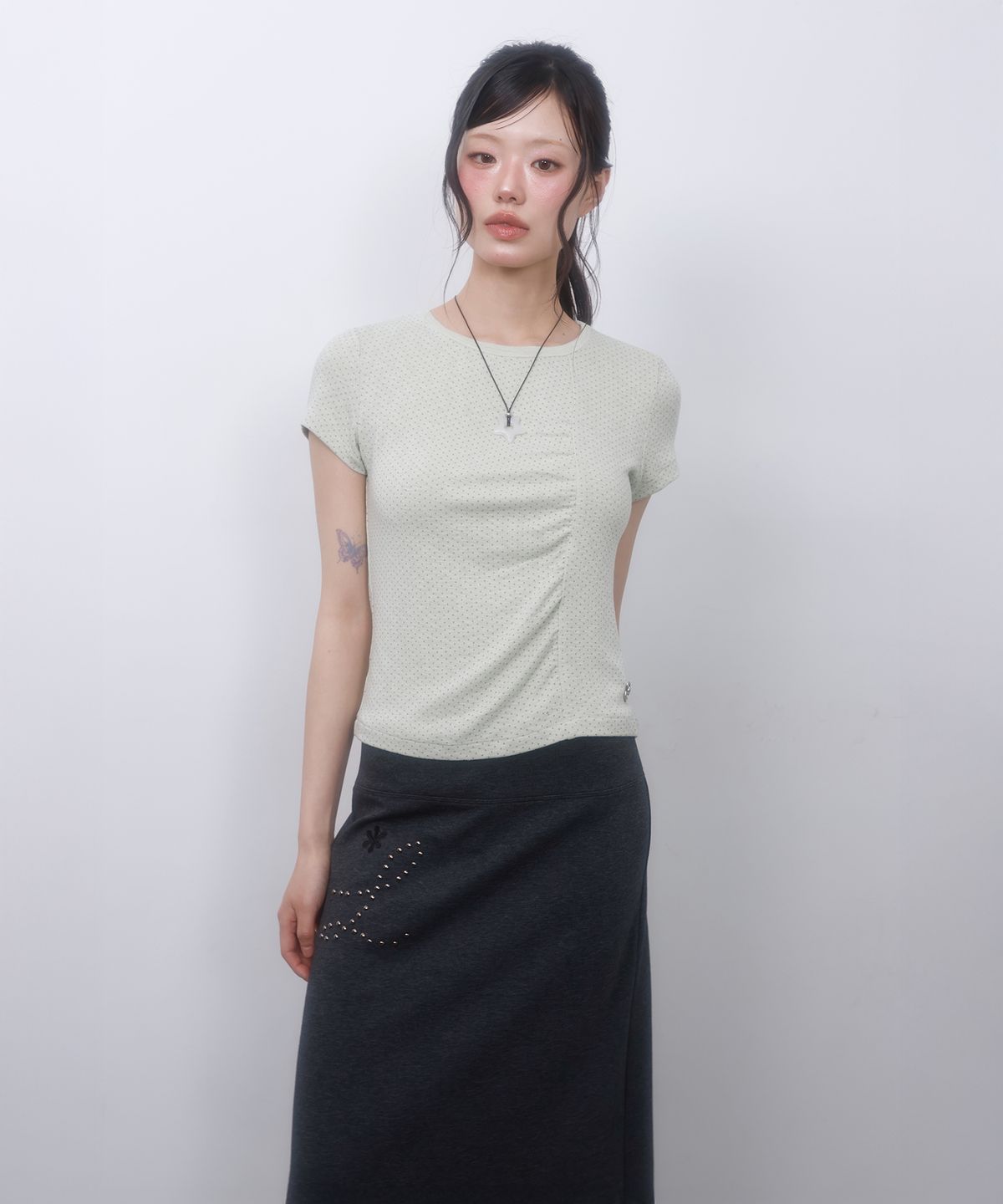 엘엠알(LMR) 핫 픽스 맥시 스커트 DARK GREY