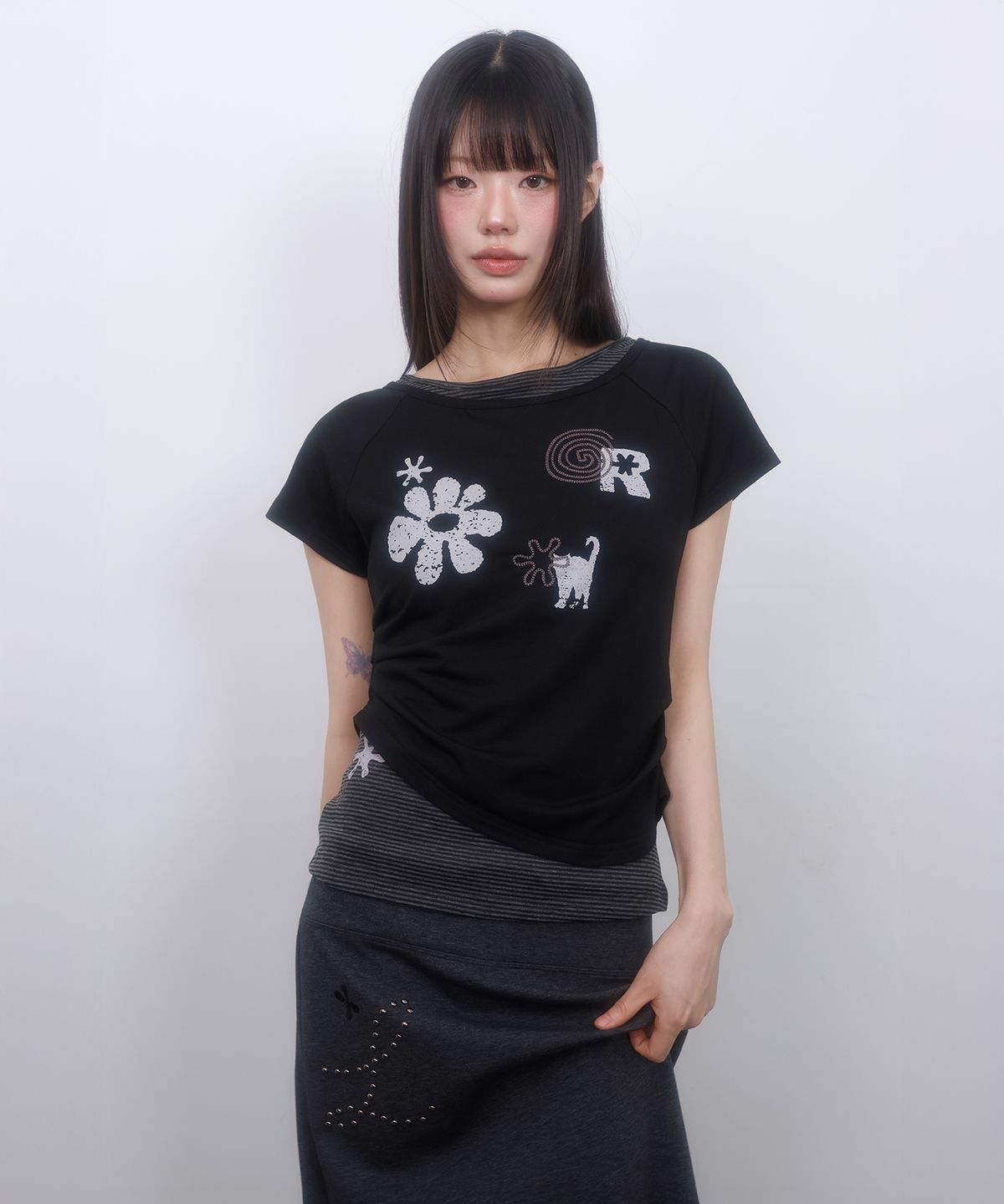 엘엠알(LMR) 핫 픽스 맥시 스커트 DARK GREY