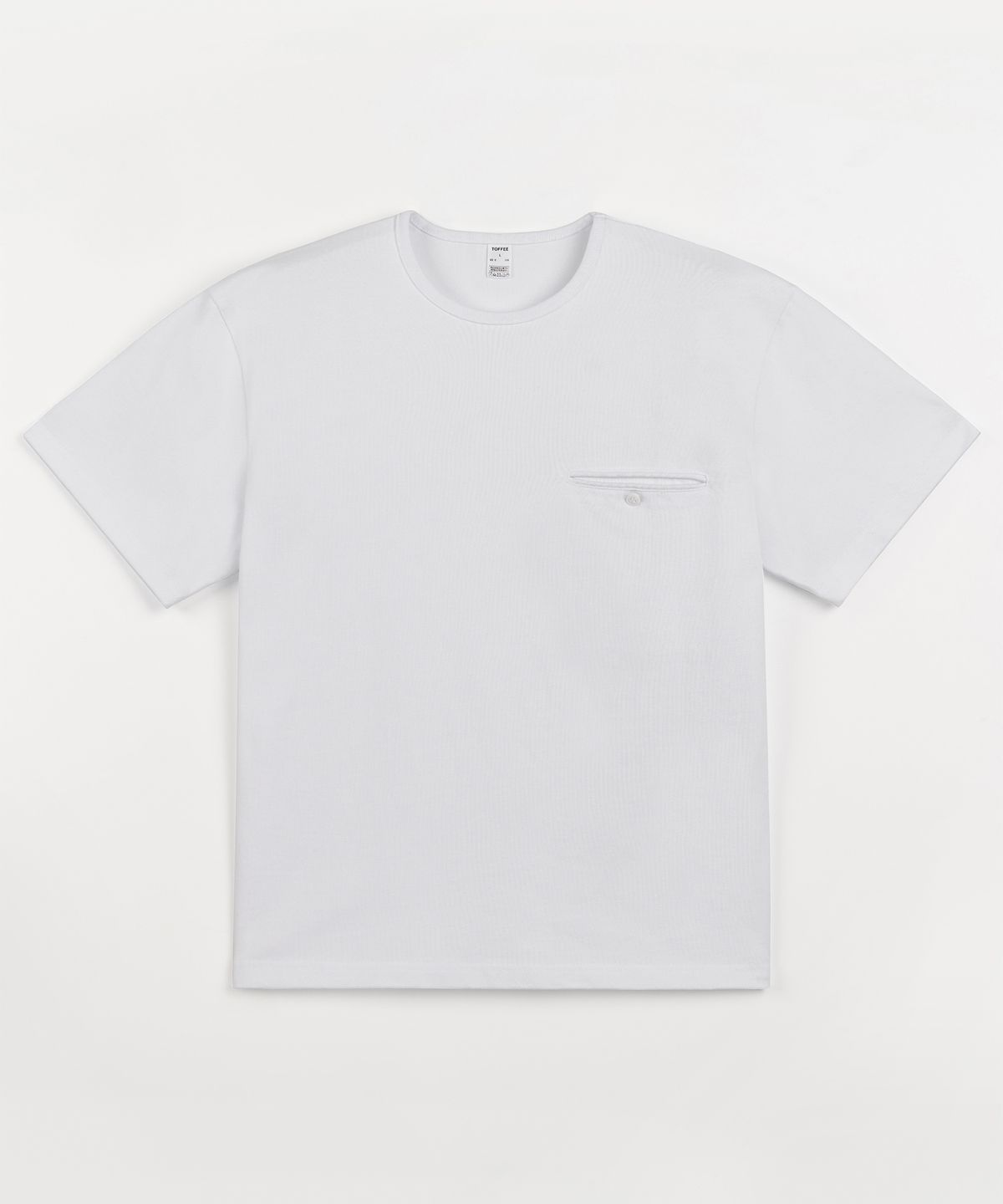 토피(TOFFEE) [S-XXL] 슬림 크롭 버튼 하프 티셔츠 (WHITE)
