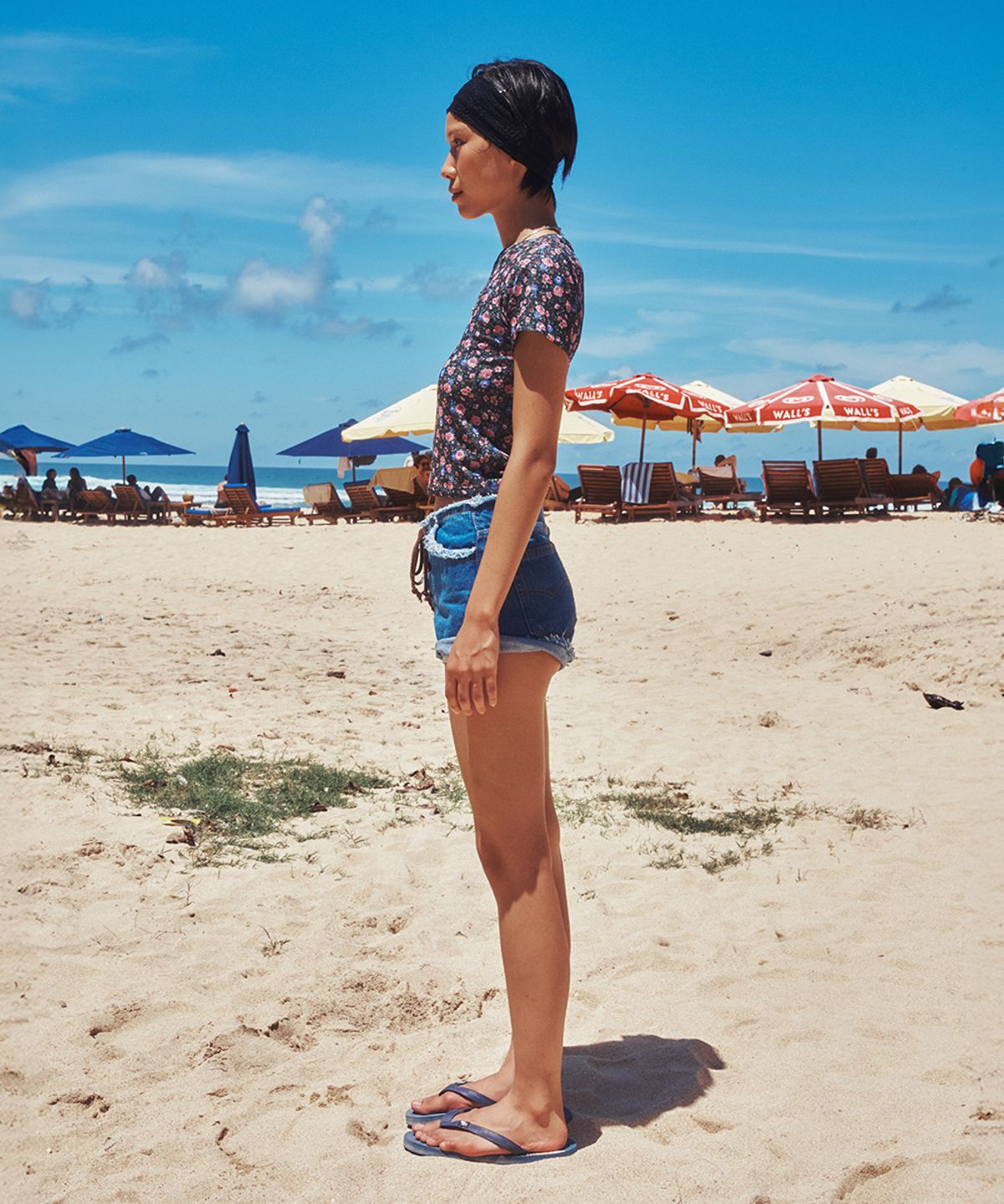 센토르(CENTAUR.KR) LACE-UP CUT OFF DENIM SHORTS_INDIGO BLUE