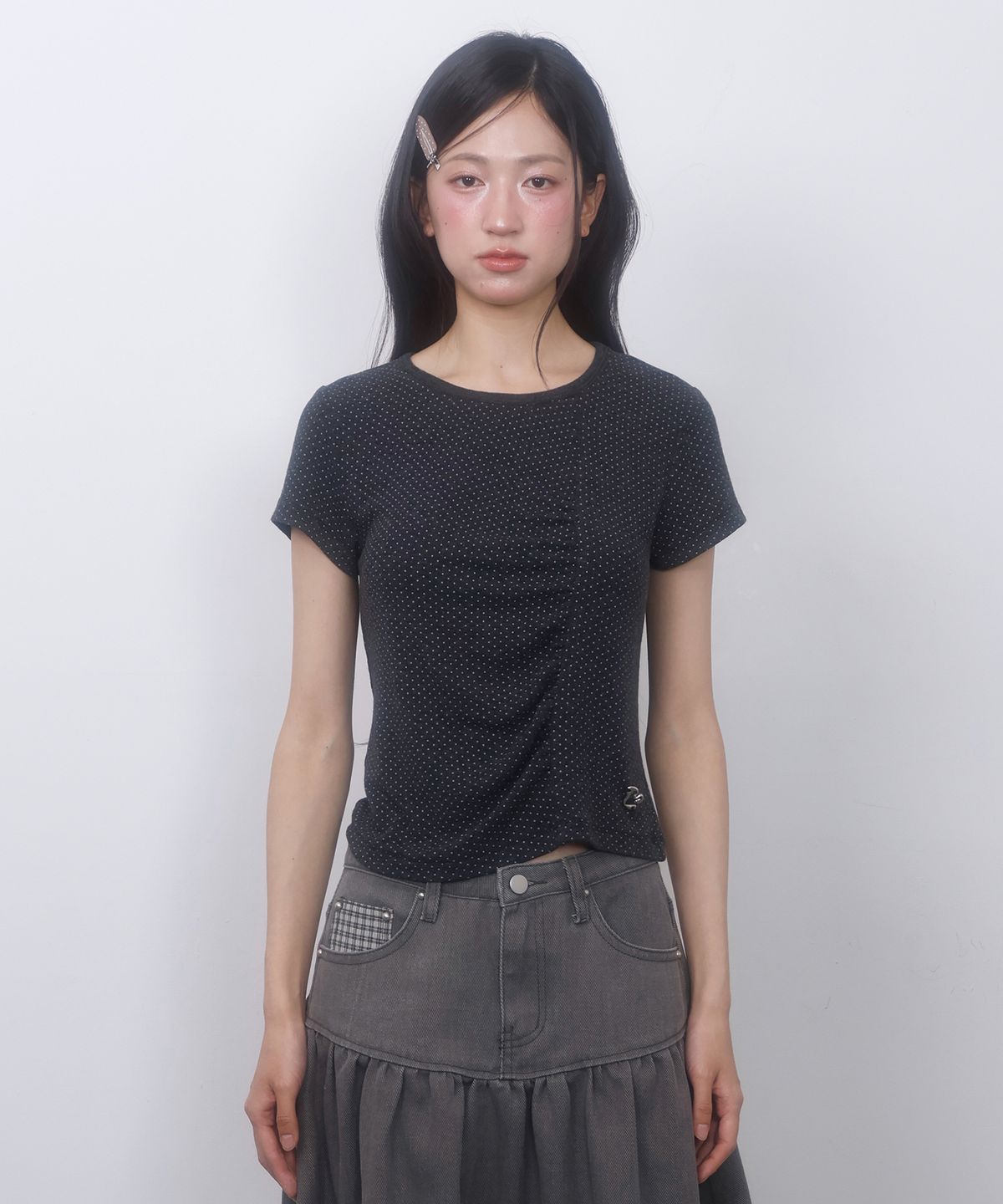 엘엠알(LMR) 도트 셔링 반팔 티셔츠 DARK GREY