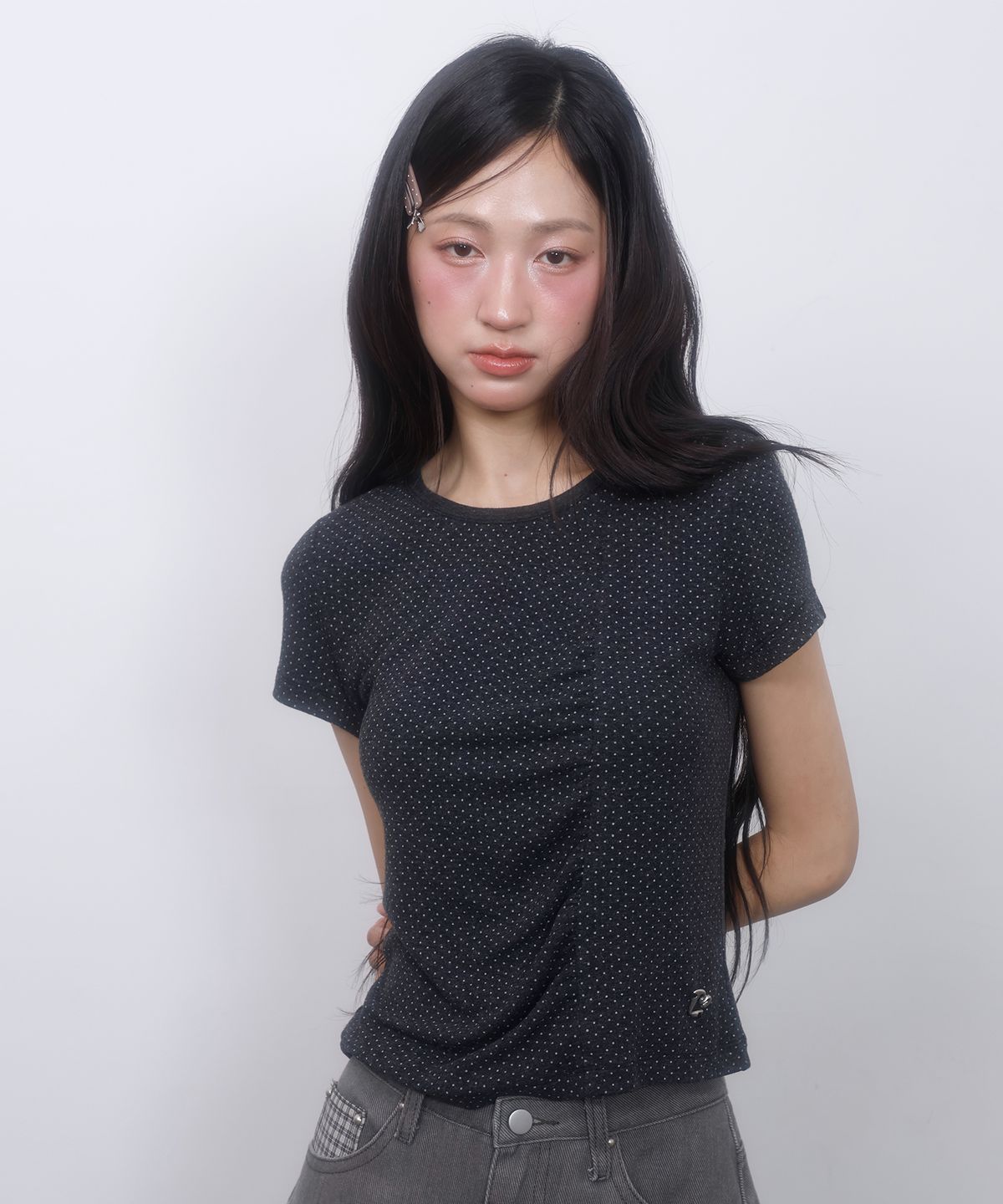 엘엠알(LMR) 도트 셔링 반팔 티셔츠 DARK GREY