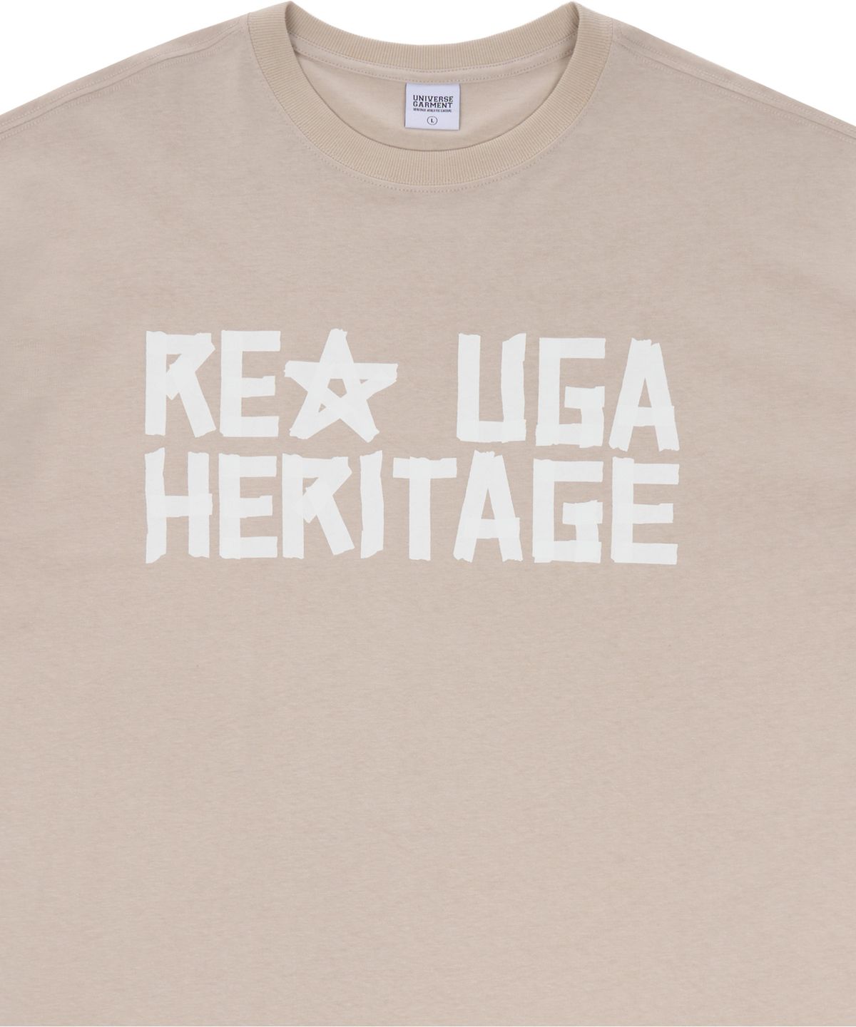 유니버스 가먼트(UNIVERSE GARMENT) 테이프 프린트 티셔츠_BEIGE