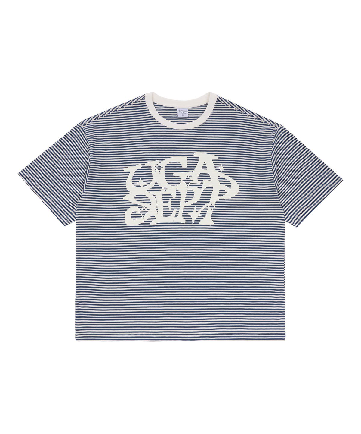 유니버스 가먼트(UNIVERSE GARMENT) 스트라이프 그래피티 티셔츠_NAVY