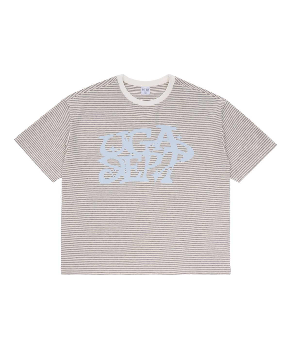 유니버스 가먼트(UNIVERSE GARMENT) 스트라이프 그래피티 티셔츠_MELANGE GREY