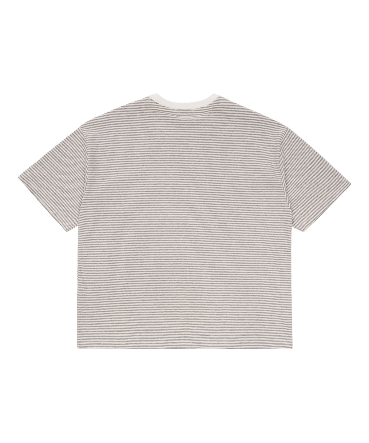 유니버스 가먼트(UNIVERSE GARMENT) 스트라이프 그래피티 티셔츠_MELANGE GREY