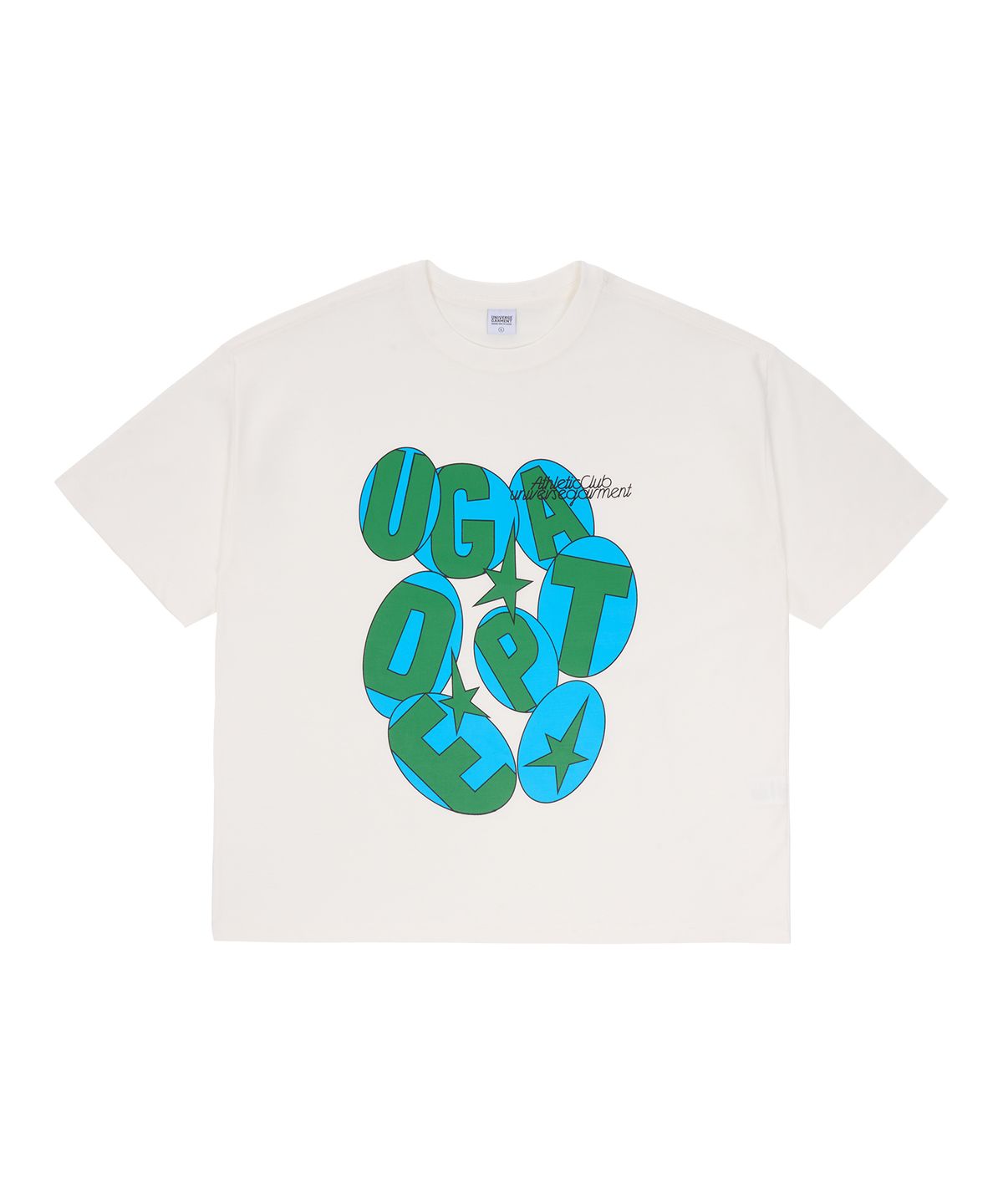 유니버스 가먼트(UNIVERSE GARMENT) 서클 텍스트 프린트 티셔츠_WHITE