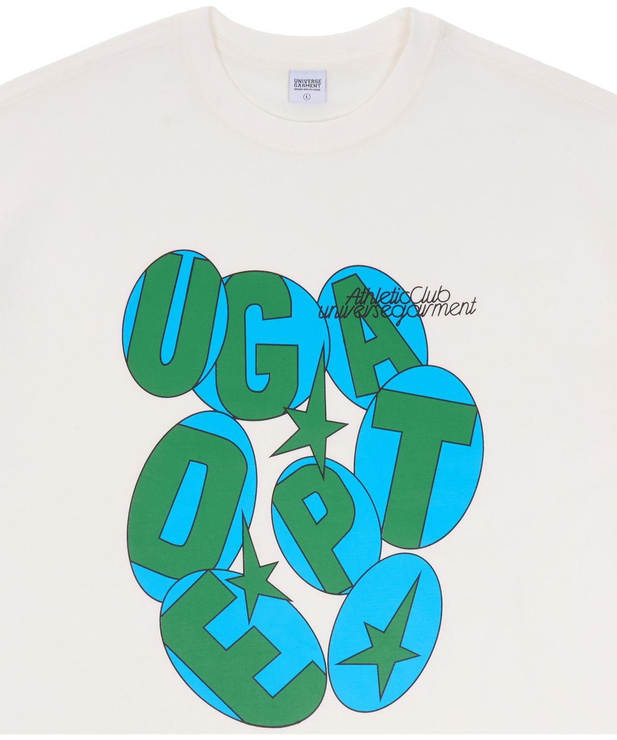 유니버스 가먼트(UNIVERSE GARMENT) 서클 텍스트 프린트 티셔츠_WHITE