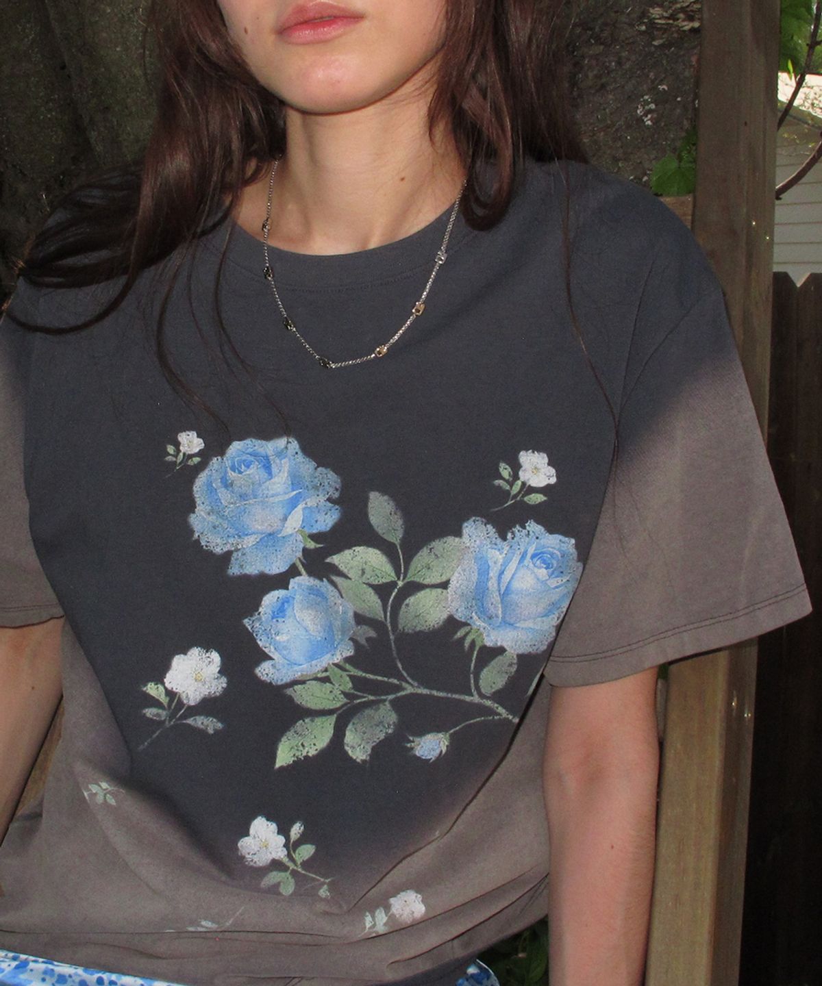 센토르(CENTAUR.KR) VINTAGE WASHED FLOWER T-SHIRT_CHARCOAL
