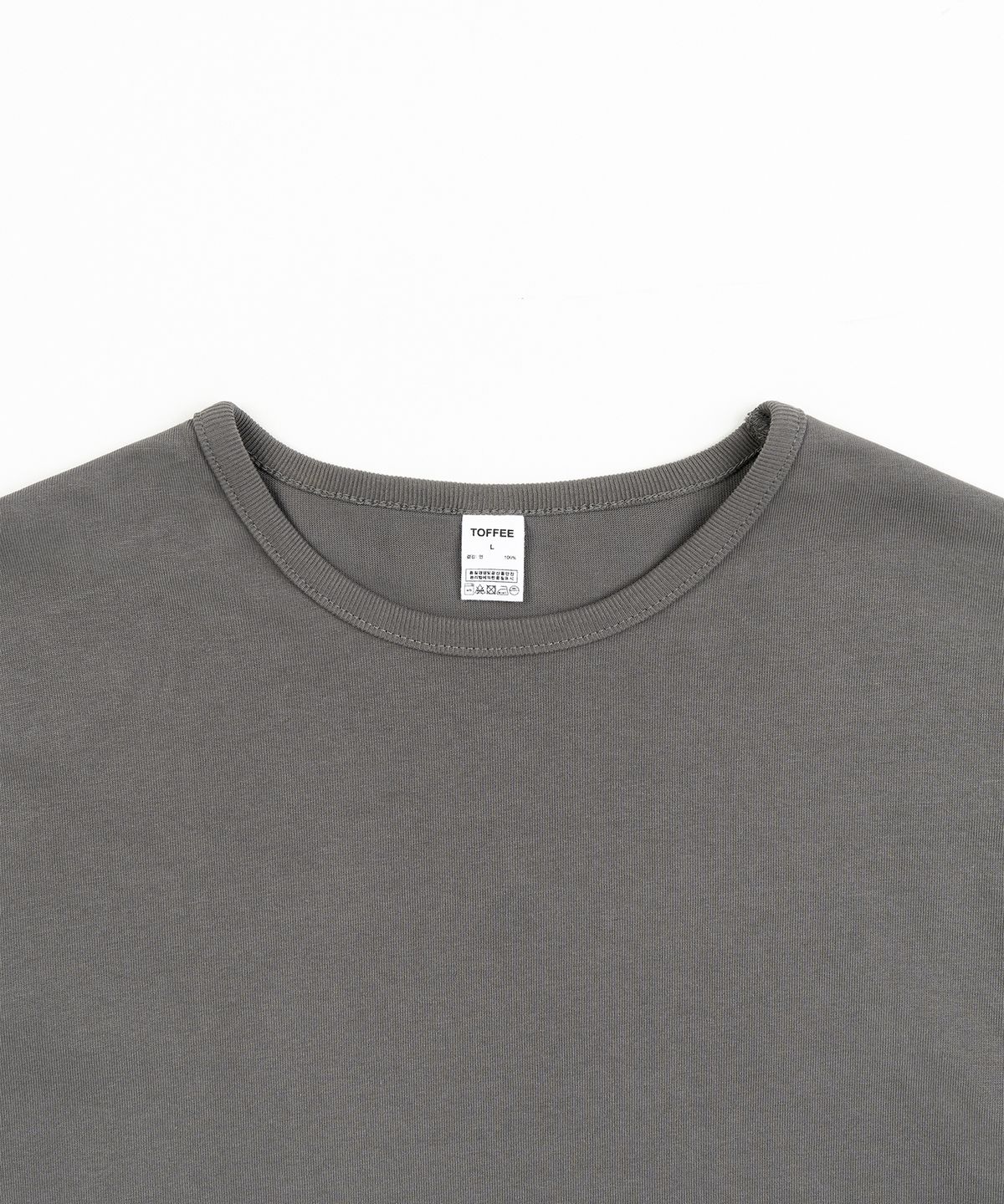 토피(TOFFEE) [S-XXL] 슬림 크롭 하프 티셔츠 (CHARCOAL)