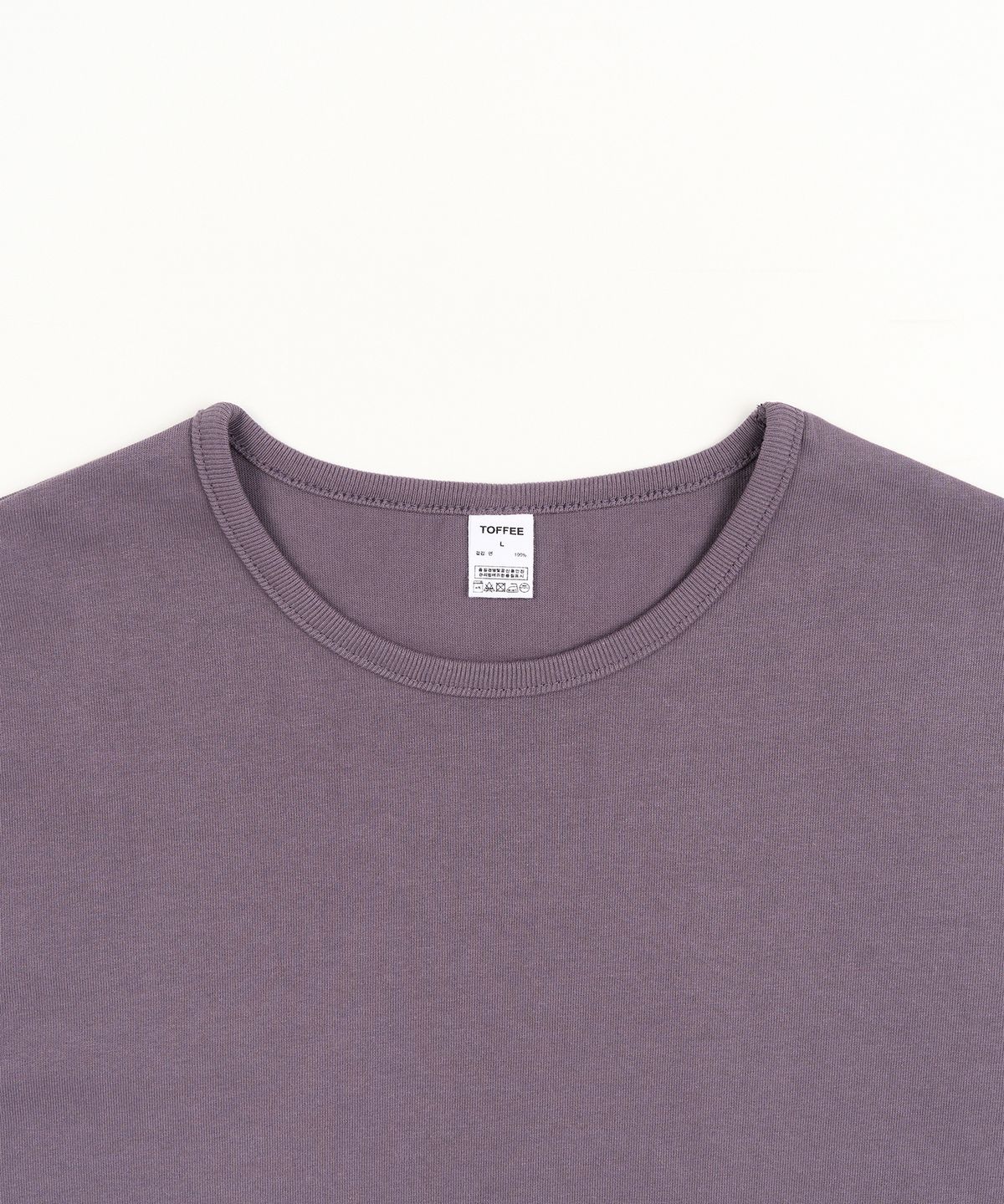 토피(TOFFEE) [S-XXL] 슬림 크롭 하프 티셔츠 (PURPLE)