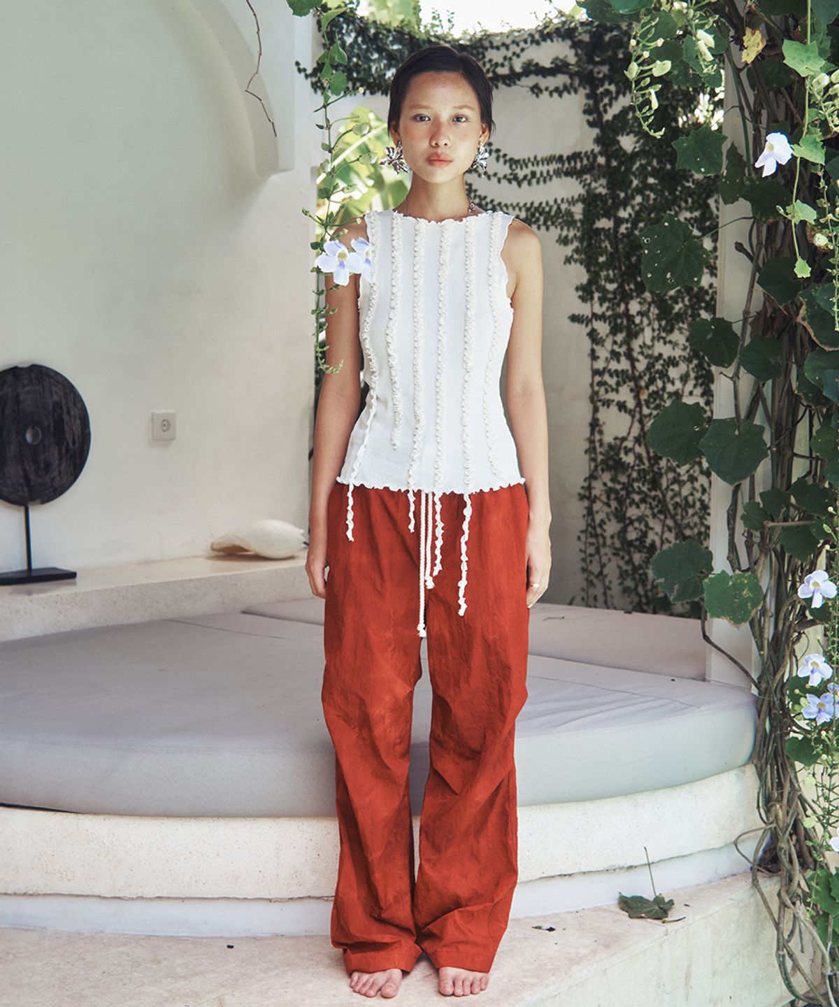 센토르(CENTAUR.KR) RIBBED FRILL SLEEVELESS TOP_IVORY