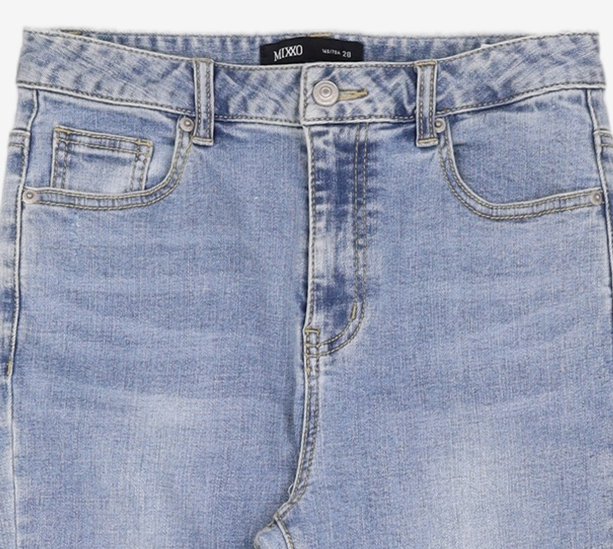 미쏘(MIXXO) 밑단변형컷팅 슬림일자핏 데님 MIWTJC914J 28