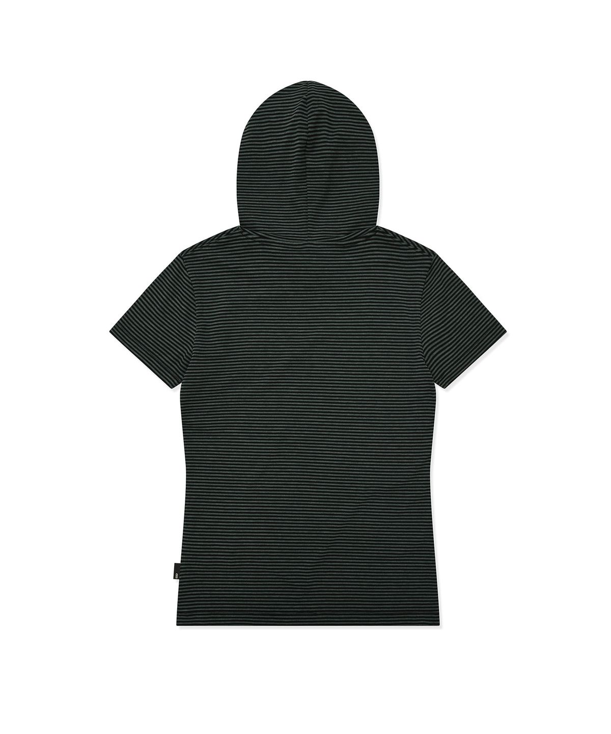 브라운브레스(BROWNBREATH) W TAG STRIPE SHORT SLEEVE HOODIE - GREEN