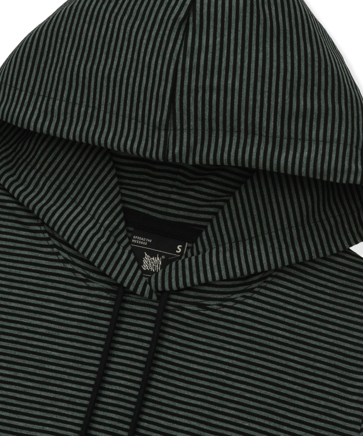 브라운브레스(BROWNBREATH) W TAG STRIPE SHORT SLEEVE HOODIE - GREEN