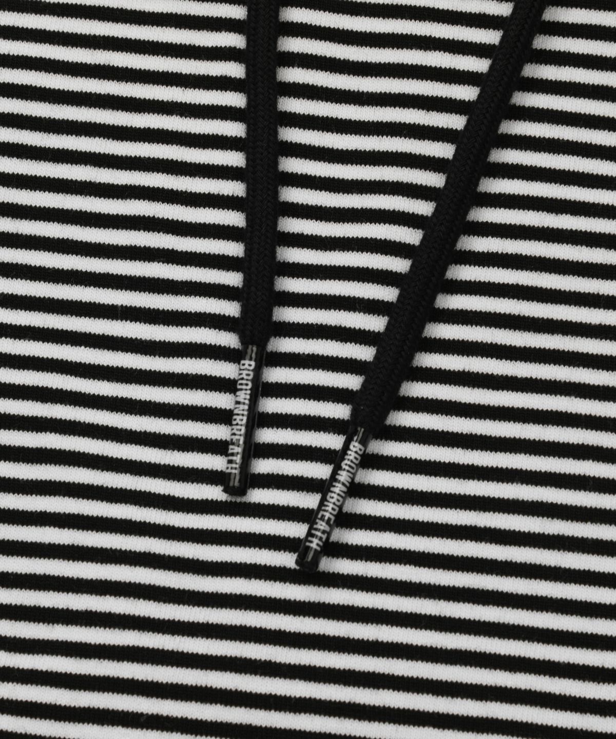 브라운브레스(BROWNBREATH) W TAG STRIPE SHORT SLEEVE HOODIE - BLACK
