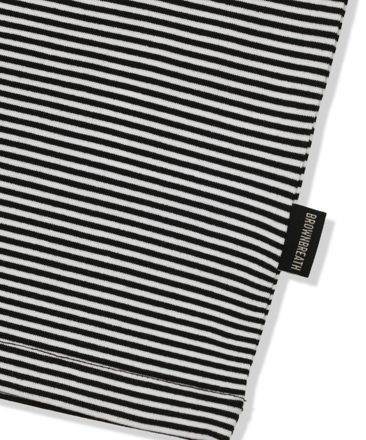 브라운브레스(BROWNBREATH) W TAG STRIPE SHORT SLEEVE HOODIE - BLACK