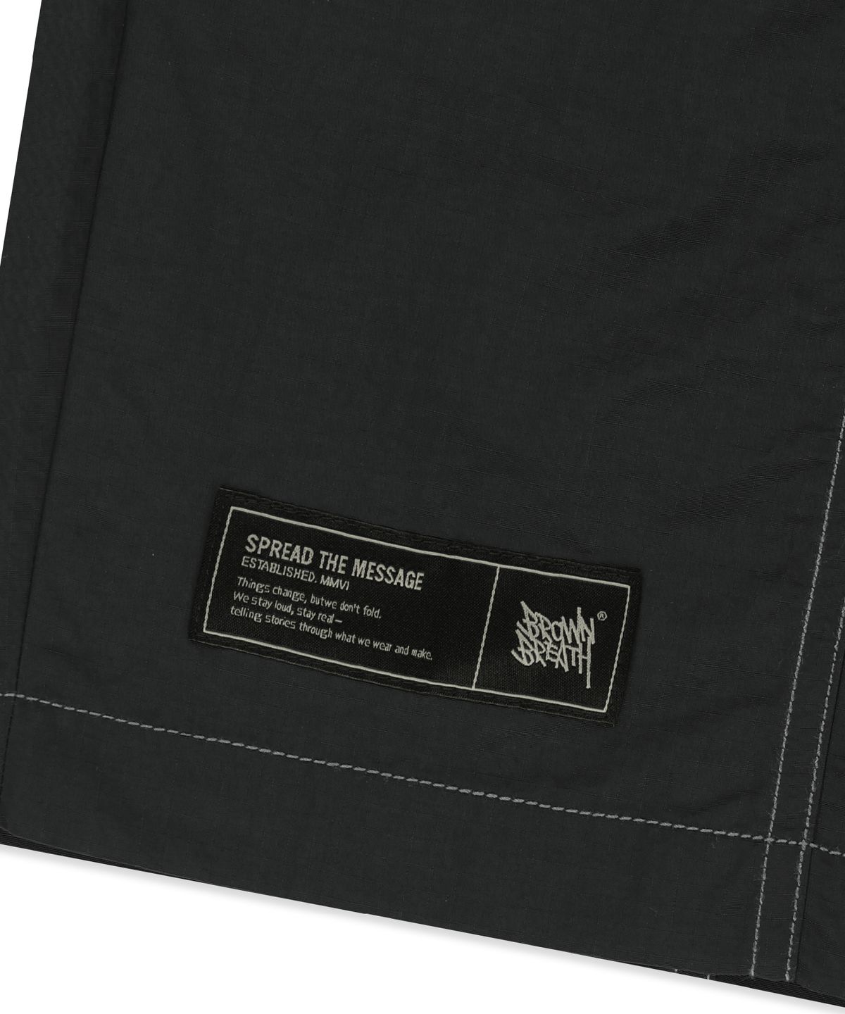 브라운브레스(BROWNBREATH) NYLON RIPSTOP SHORTS - BLACK