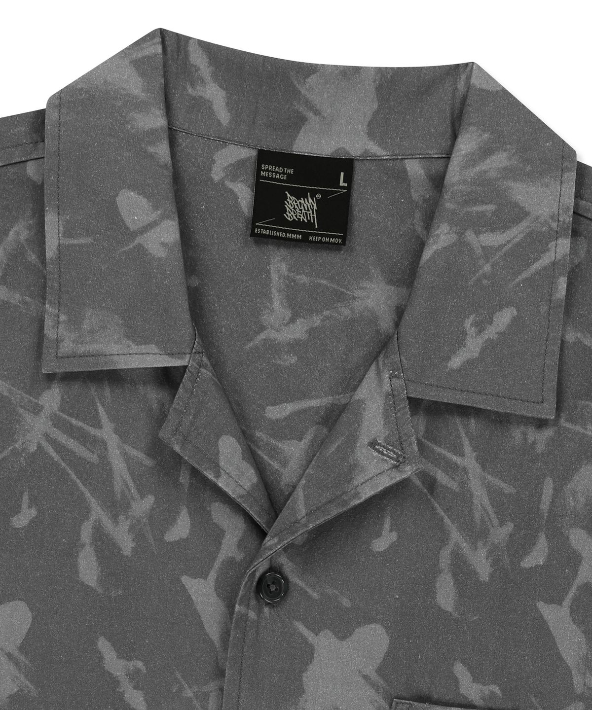 브라운브레스(BROWNBREATH) HAWAIIAN PATTERN TAG HALF SHIRT - CHARCOAL
