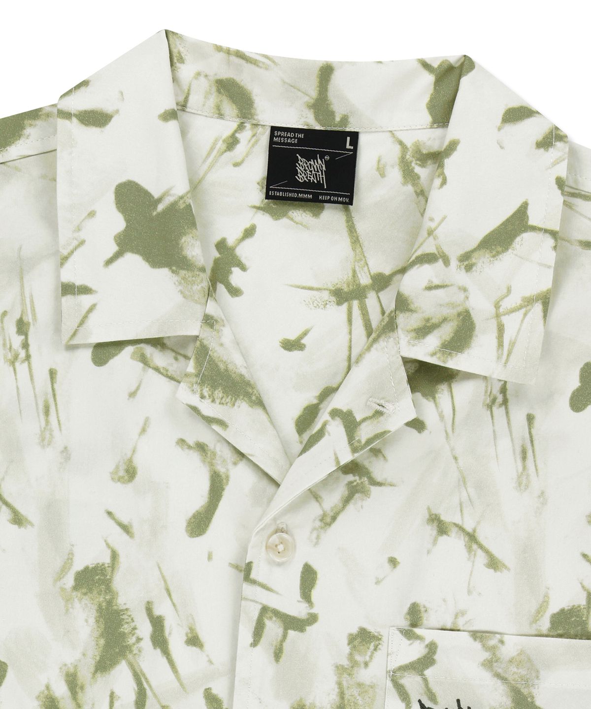 브라운브레스(BROWNBREATH) HAWAIIAN PATTERN TAG HALF SHIRT - KHAKI