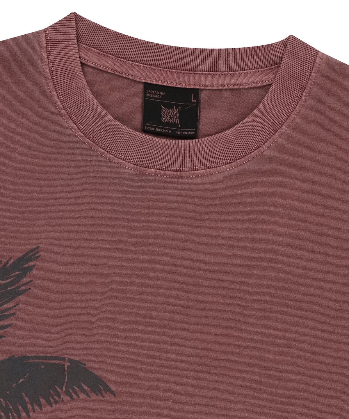 브라운브레스(BROWNBREATH) PIGMENT SURFING TAG TEE - BURGANDY