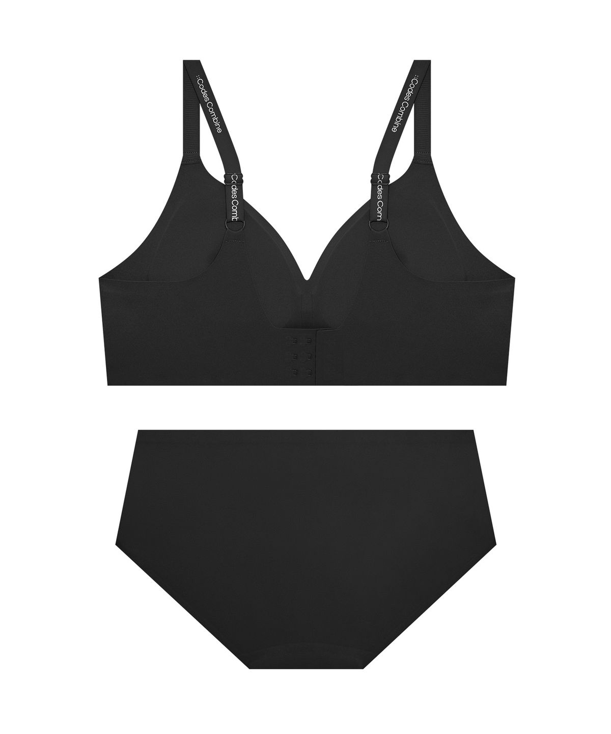 코데즈컴바인 이너웨어(CODES COMBINE INNERWEAR) 더블업 볼륨일체형 심리스 브라팬티 세트_블랙