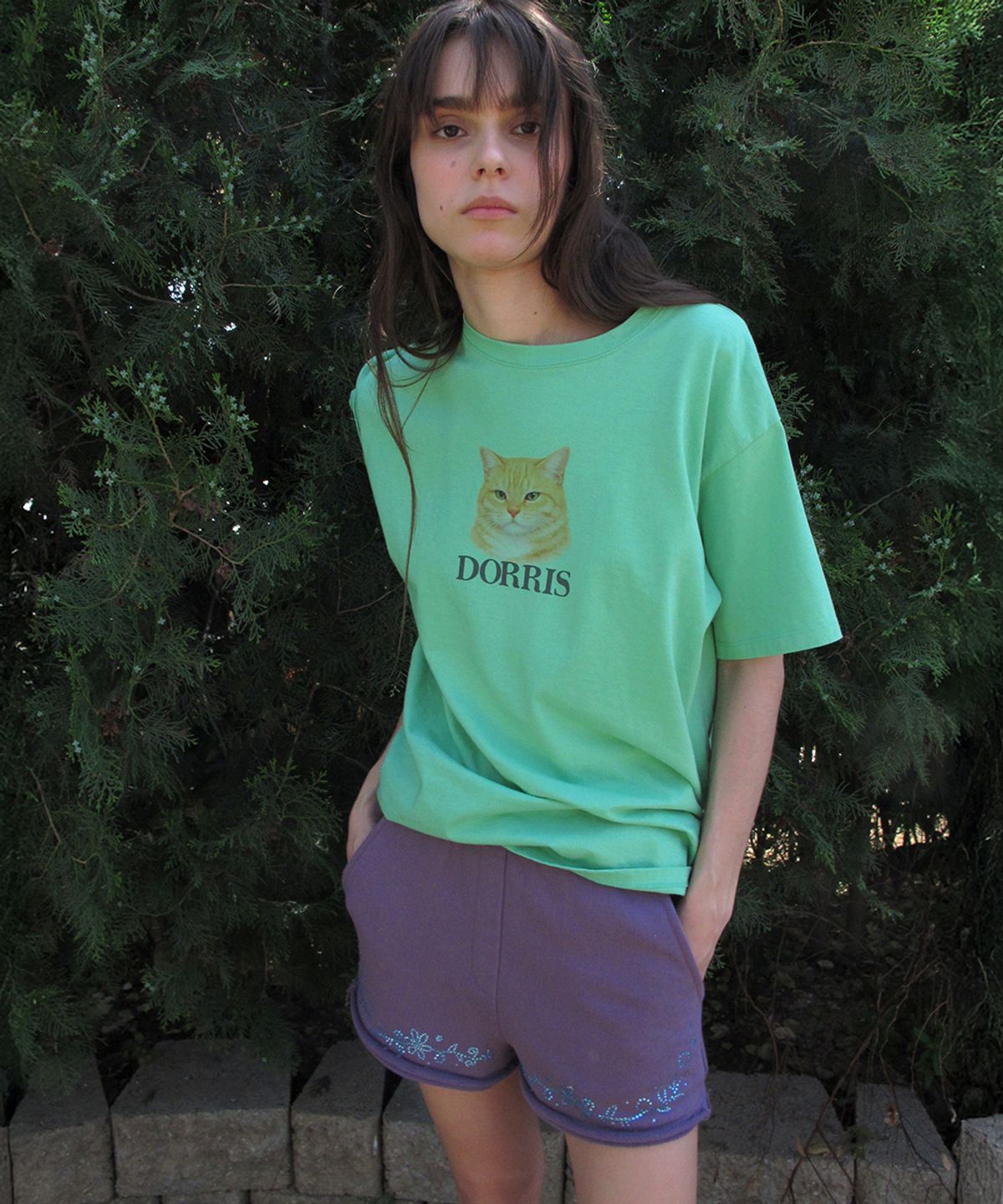 센토르(CENTAUR.KR) FLOWER NEEDLEWORK HOTFIX SHORTS_PURPLE