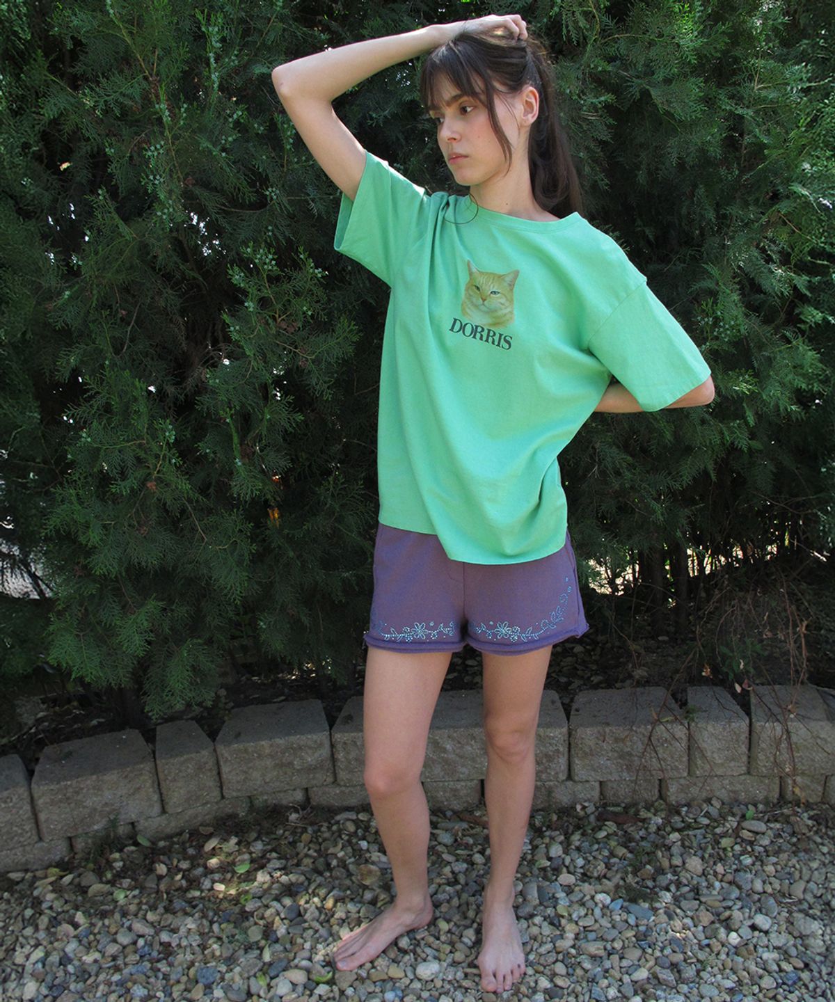 센토르(CENTAUR.KR) FLOWER NEEDLEWORK HOTFIX SHORTS_PURPLE
