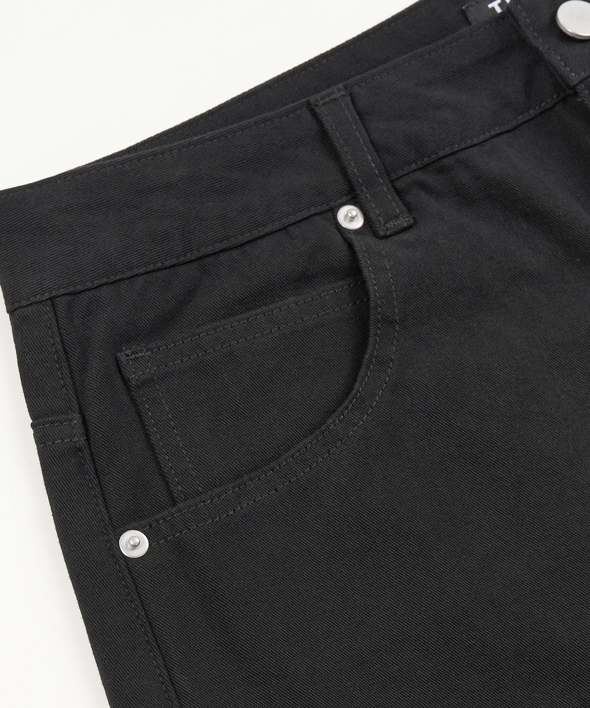 토피(TOFFEE) 커브드 와이드 코튼 팬츠 (BLACK)